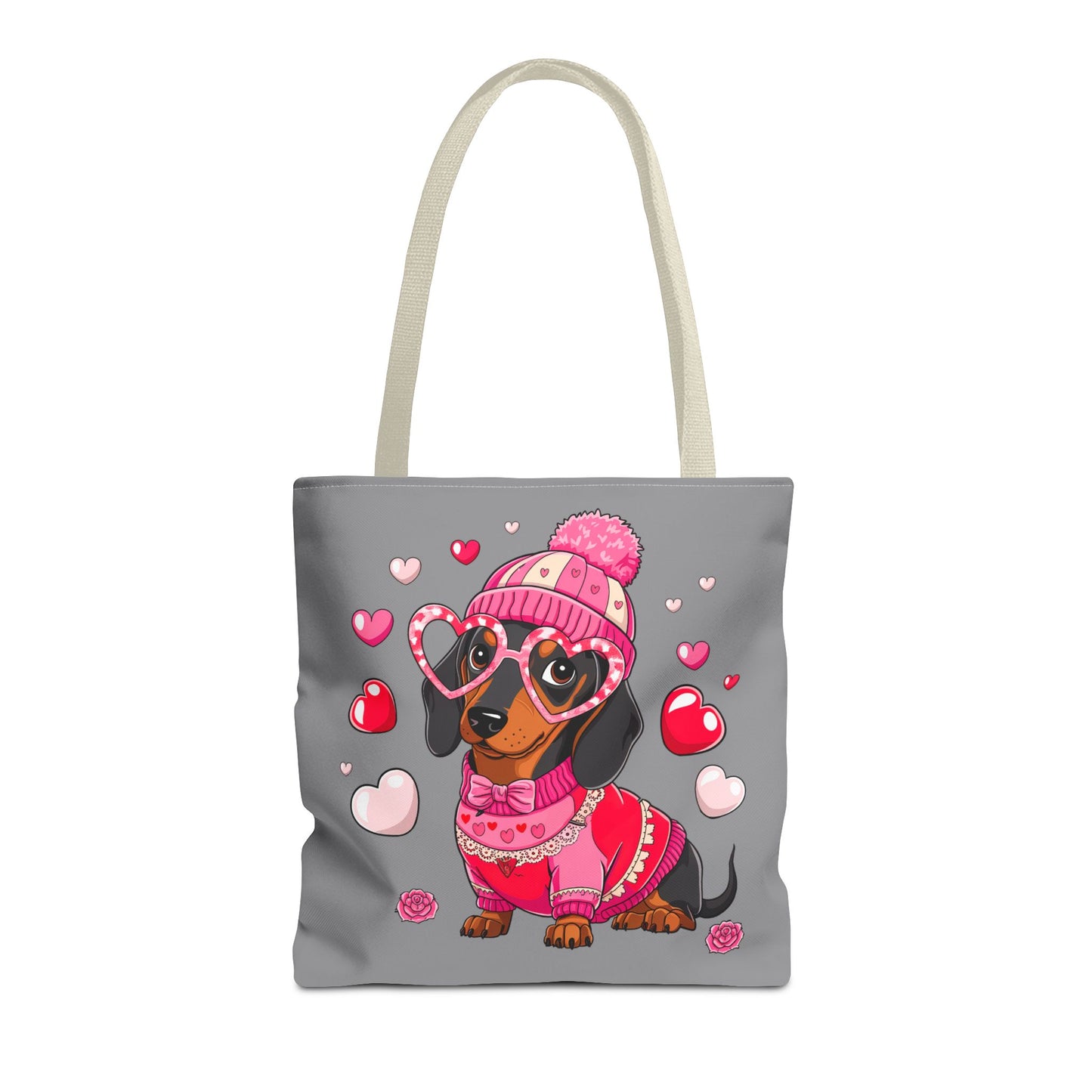 Princess Grace Cute Dog Lover Tote Bag Adorable Dachshund with Hearts