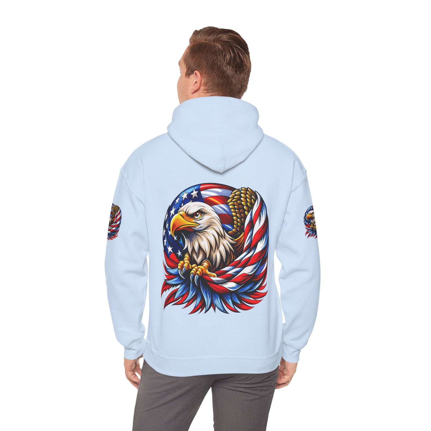Princess Grace Patriotic Eagle Hoodie Unisex Heavy Blend Sweatshirt with American Flag Design