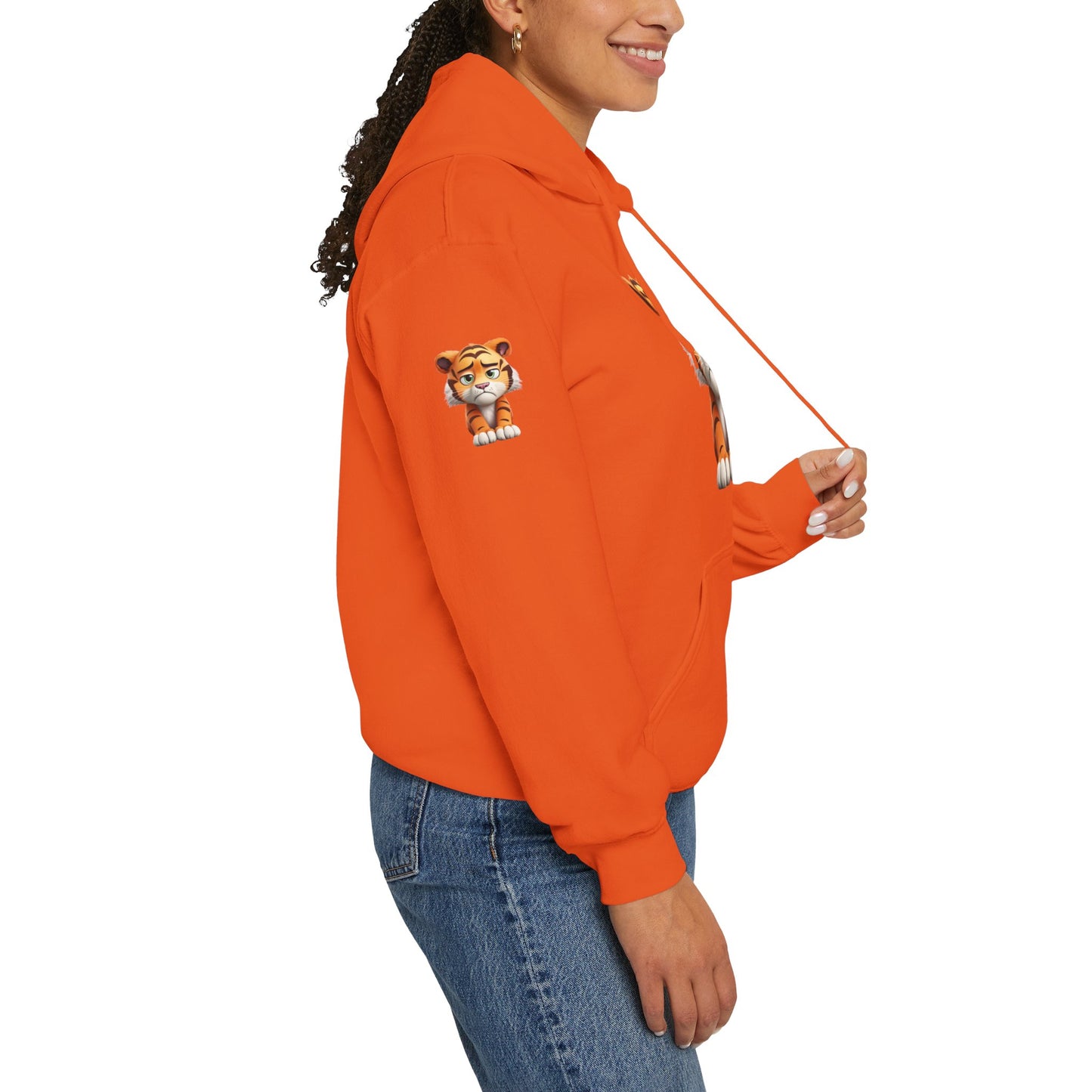 Princess Grace Playful Tiger Graphic Hoodie Unisex Heavy Blend Sweatshirt for Kids and Adults