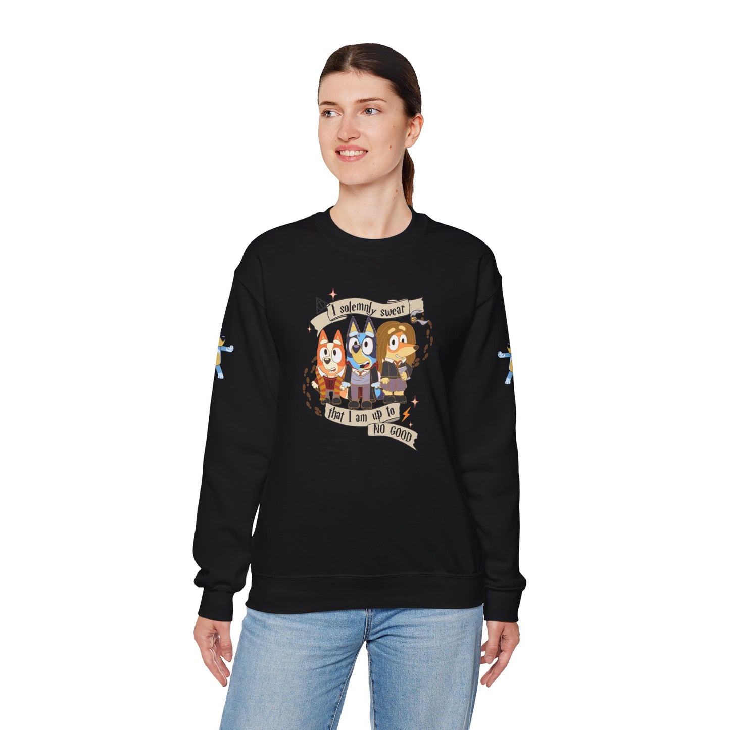 Princess Grace Bluey Unisex Funny Crewneck Sweatshirt "I Solemnly Swear That I Am Up To No Good" Perfect Gift for Family and Friends