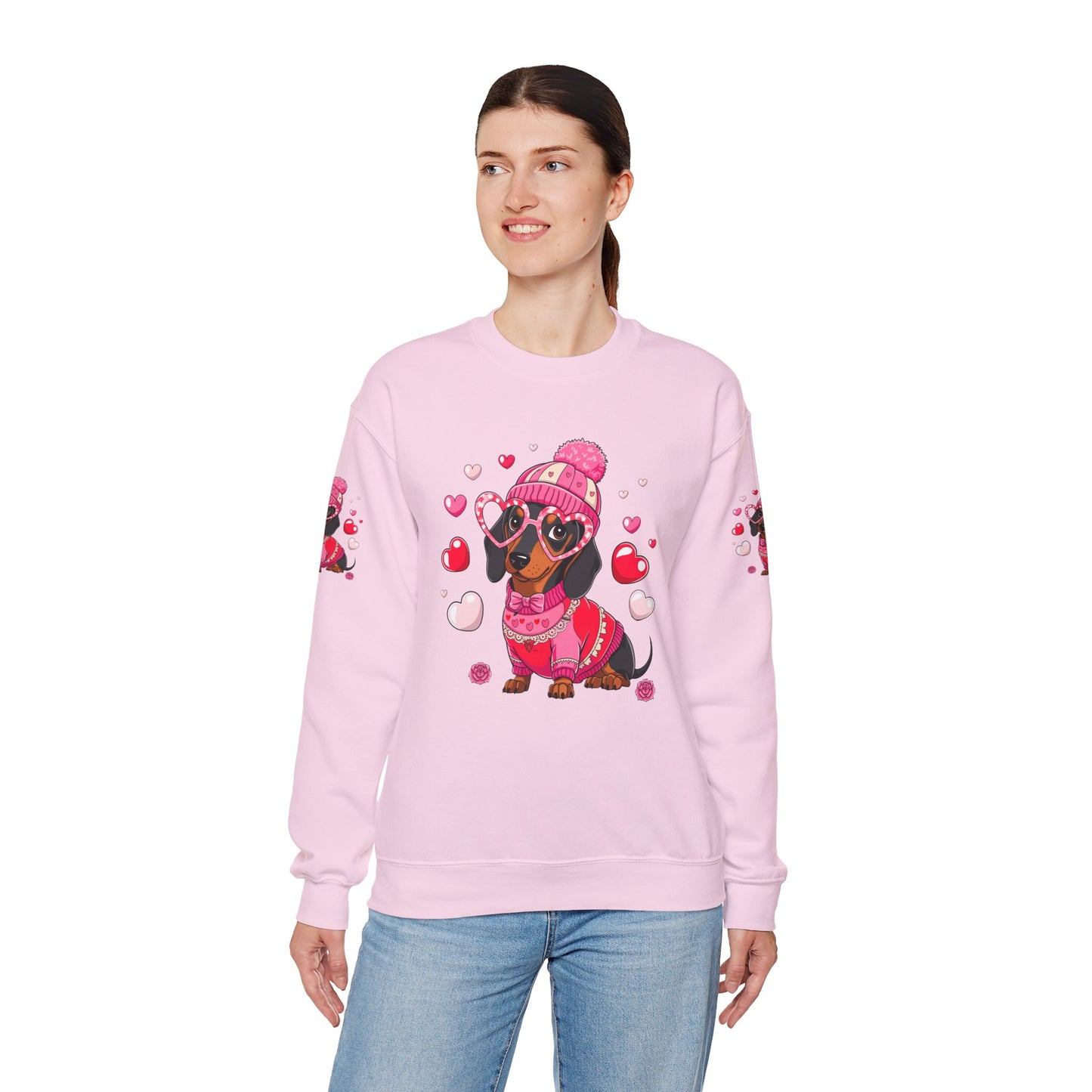 Princess Grace Cute Dachshund Love Sweatshirt Cozy Unisex Crewneck for Pet Lovers
