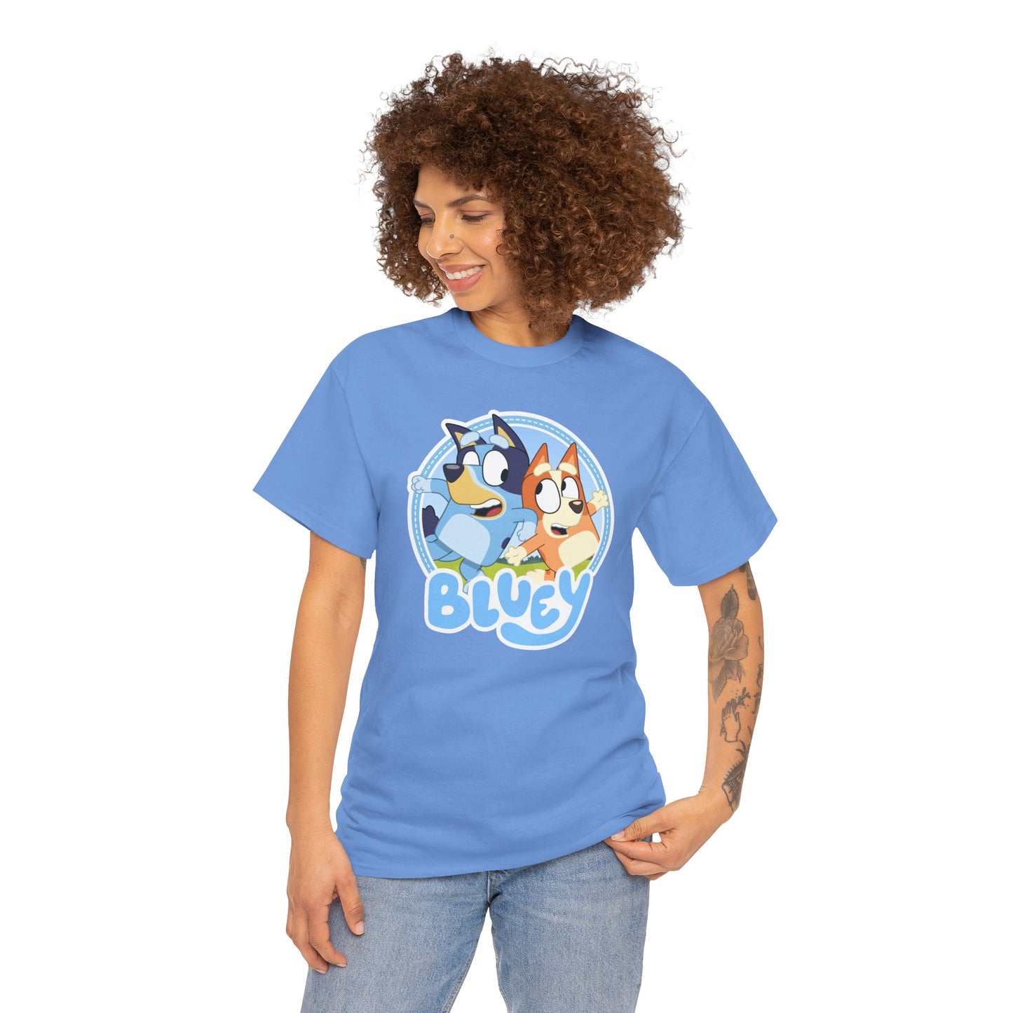 Princess Grace Bluey Fun Unisex Heavy Cotton Tee Perfect Gift for Kids and Cartoon Lovers
