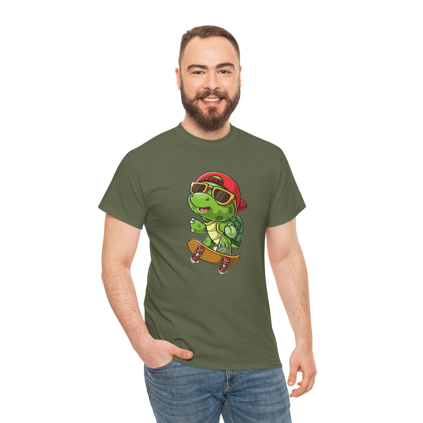Princess Grace Cool Skateboarding Turtle Unisex Heavy Cotton Tee