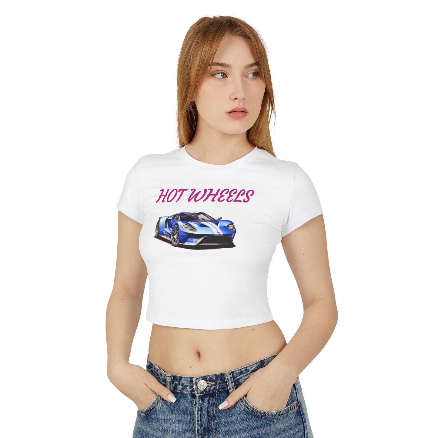 Princess Grace Hot Wheels Women's Baby Tee Cool Car Graphic Top for Automotive Enthusiasts