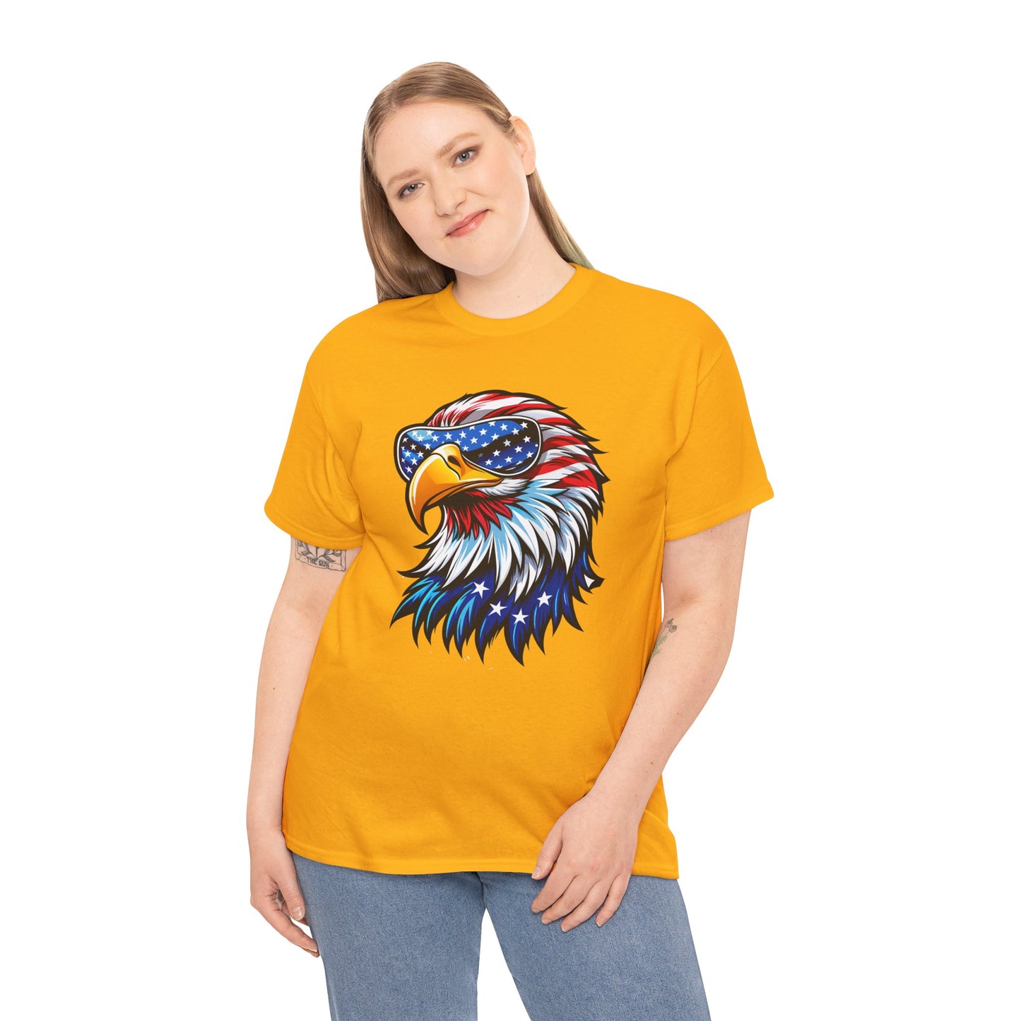 Princess Grace Patriotic Eagle Unisex Heavy Cotton Tee 4th of July Spirit