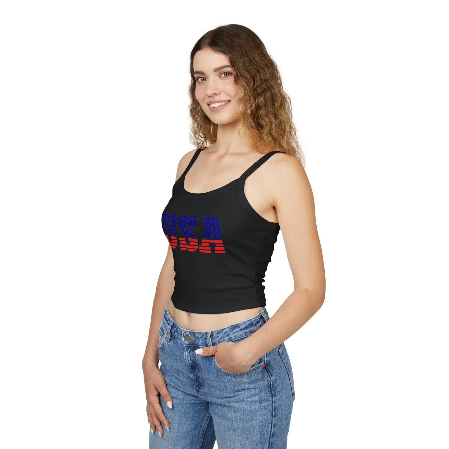 Princess Grace Stars & Stripes USA Women's Spaghetti Strap Tank Top