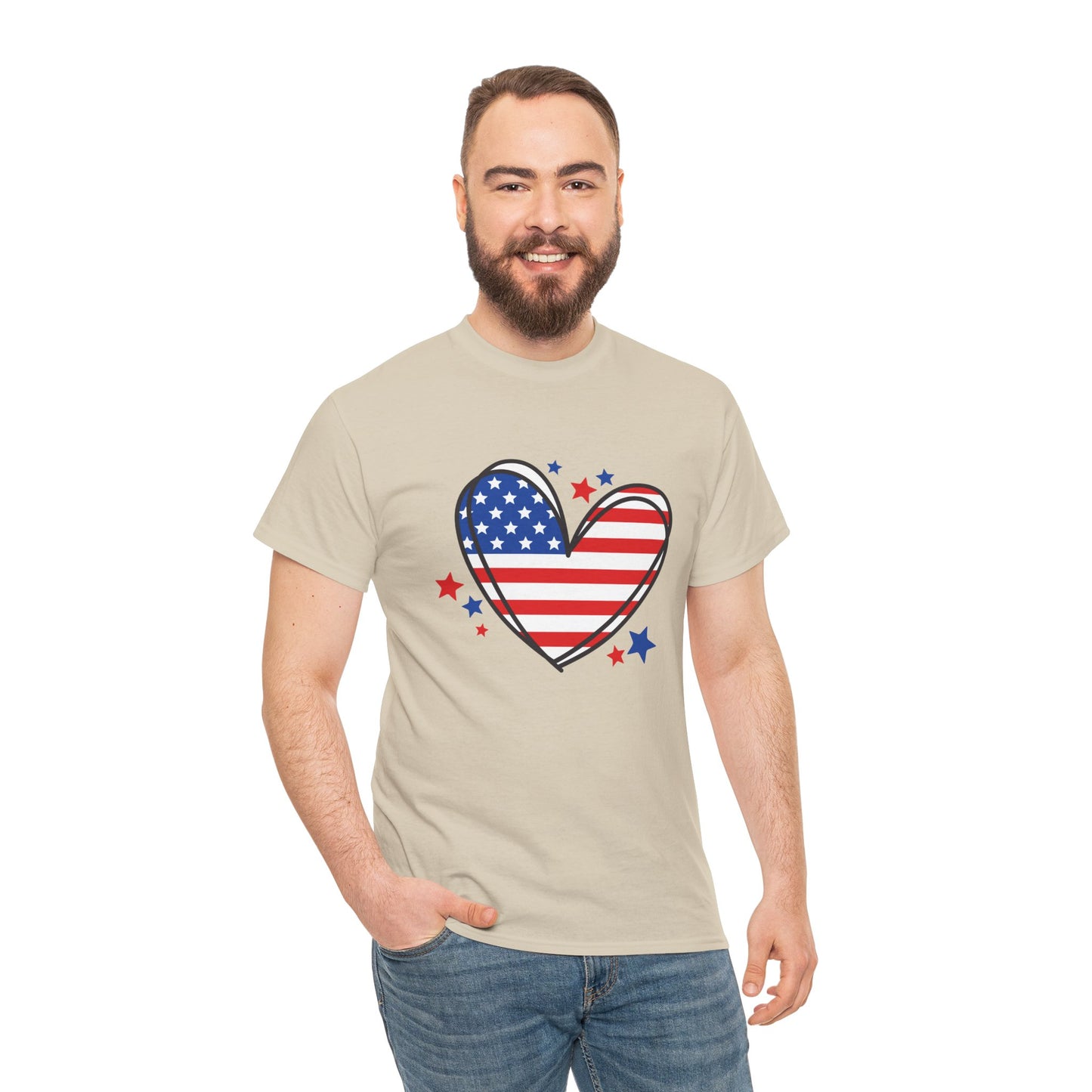 Princess Grace Patriotic Heart Unisex Heavy Cotton Tee USA Love T-Shirt