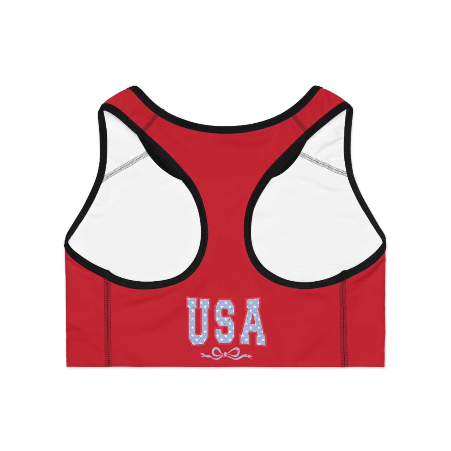 Princess Grace USA Red Sports Bra Comfortable Athletic Wear for Independence Day & Fitness Lovers