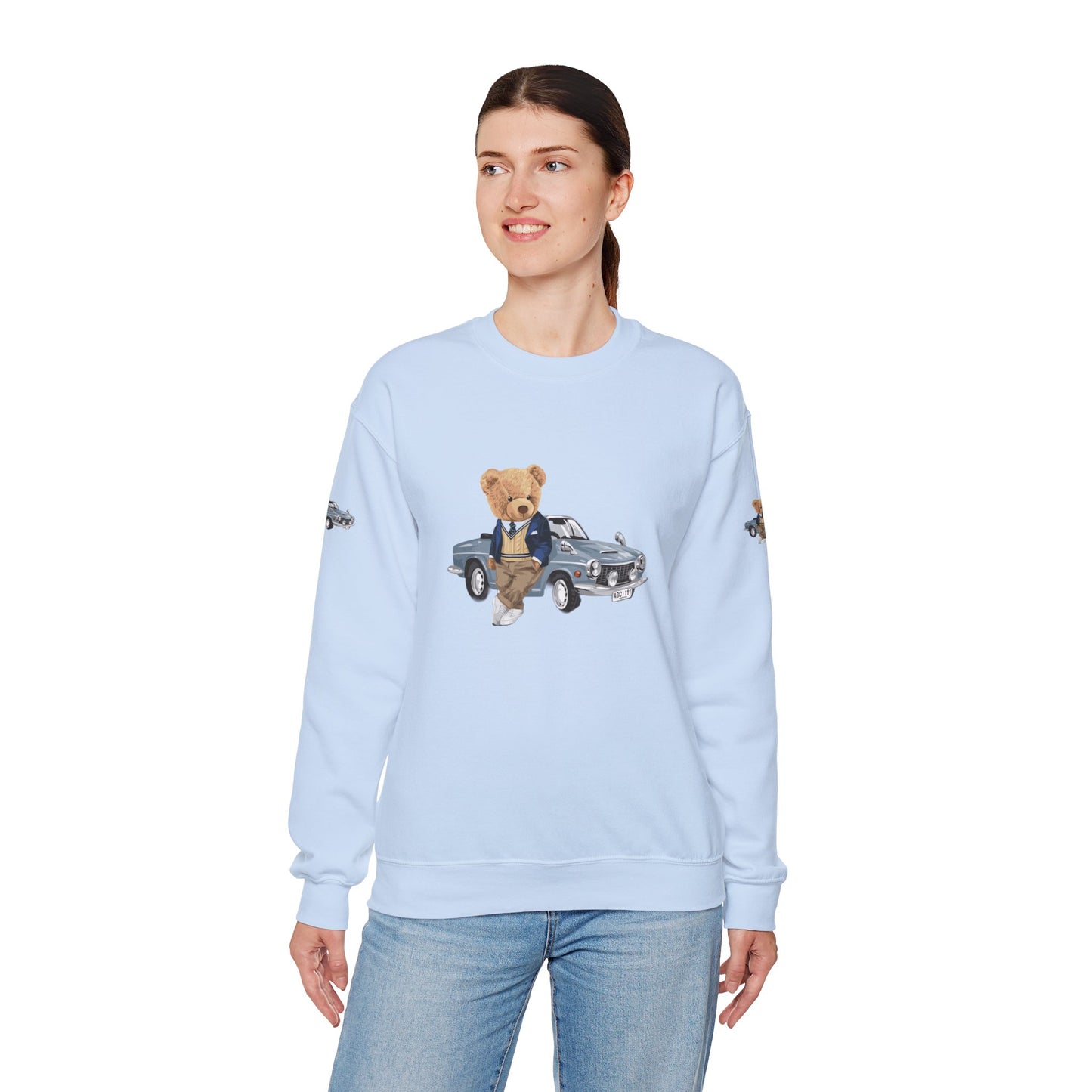 Princess Grace Stylish Crewneck Sweatshirt with Bear and Car Design