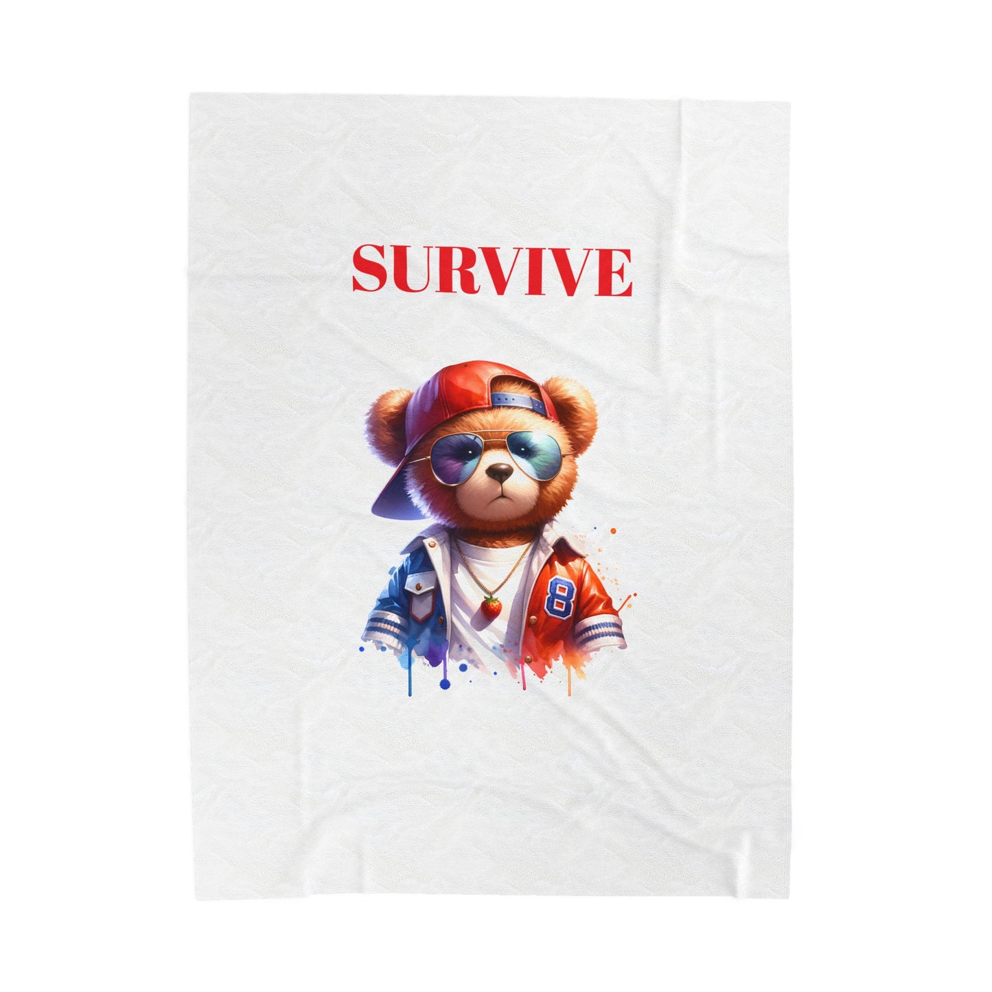 Princess Grace Survive Teddy Bear Plush Blanket Cozy Velveteen Throw for Kids & Teens