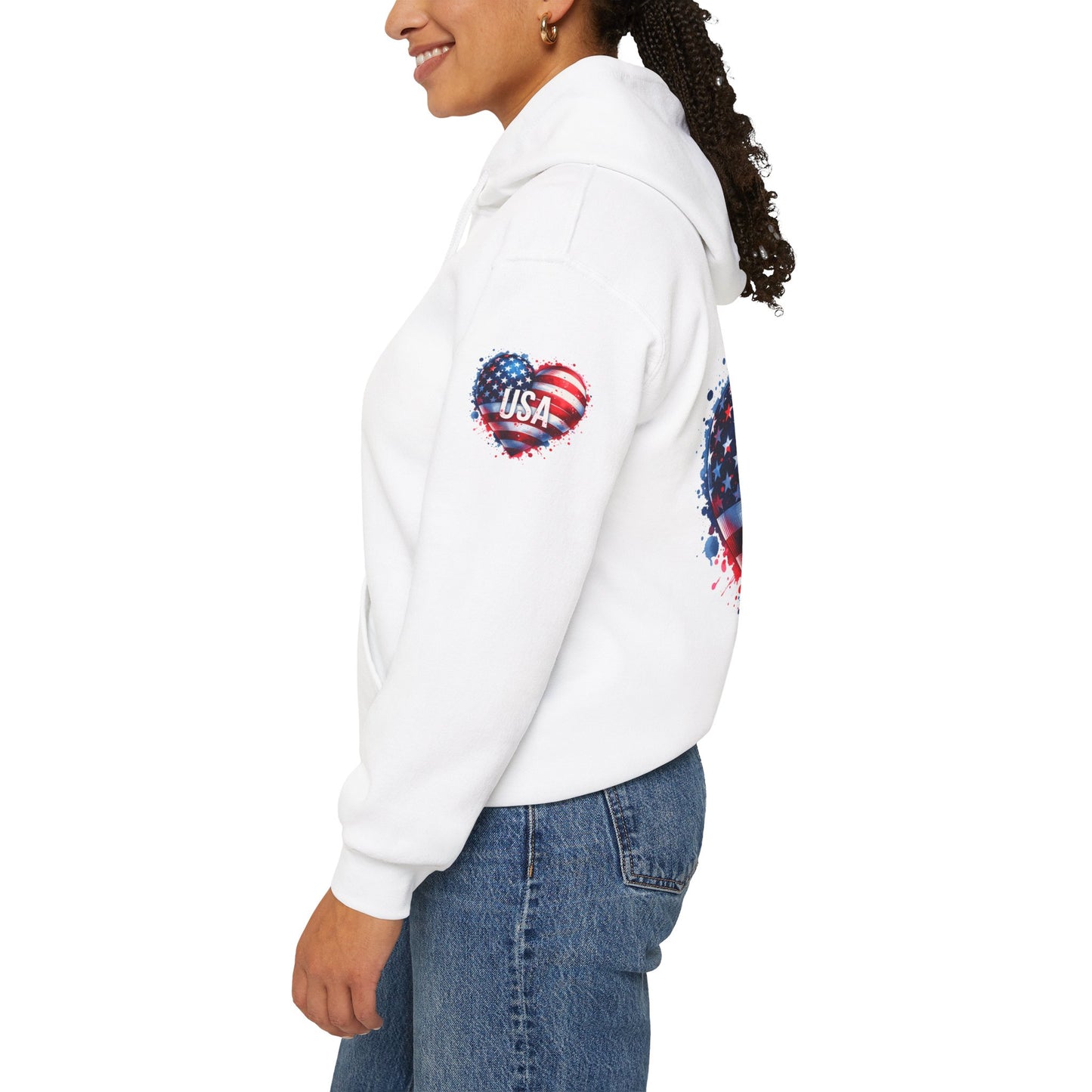 Princess Grace Patriotic Heart Hoodie for USA Lovers Unisex Heavy Blend