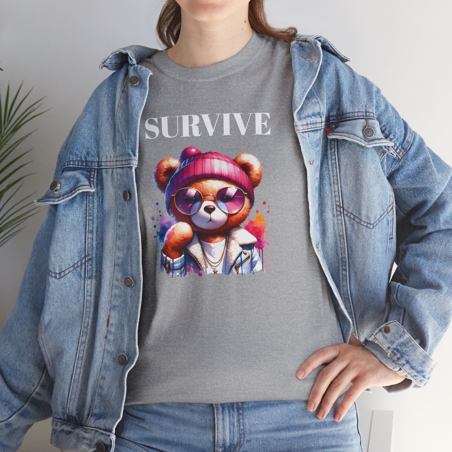 Princess Grace Survive Bear Graphic Tee Unisex Heavy Cotton T-Shirt