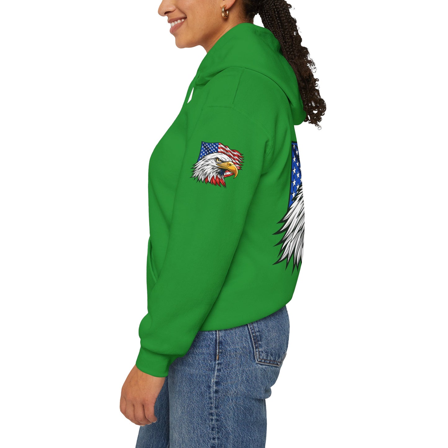 Princess Grace Patriotic Eagle Hoodie Unisex Heavy Blend Sweatshirt with American Flag Design