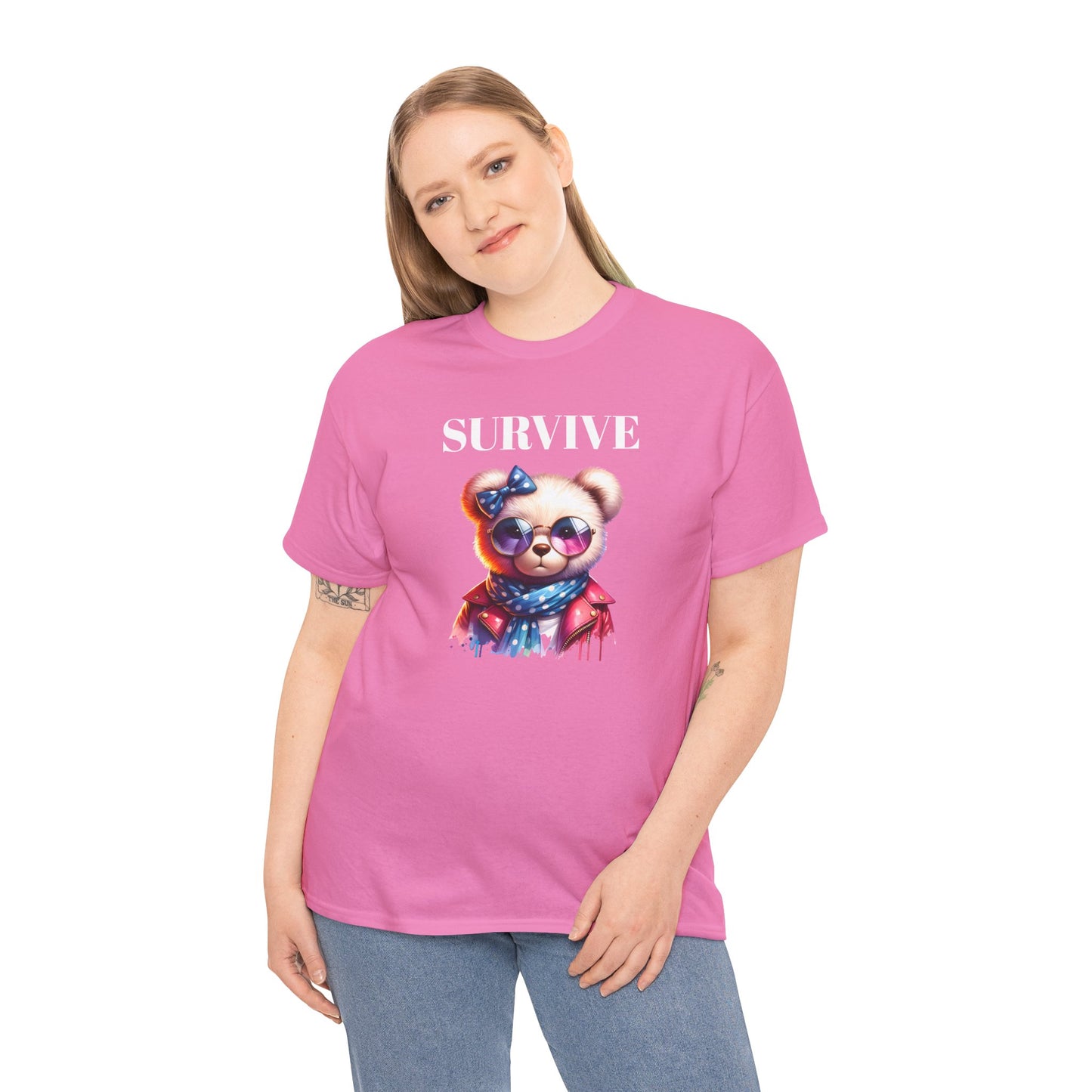 Princess Grace Cute Panda Illustration "Survive" Unisex Heavy Cotton Tee