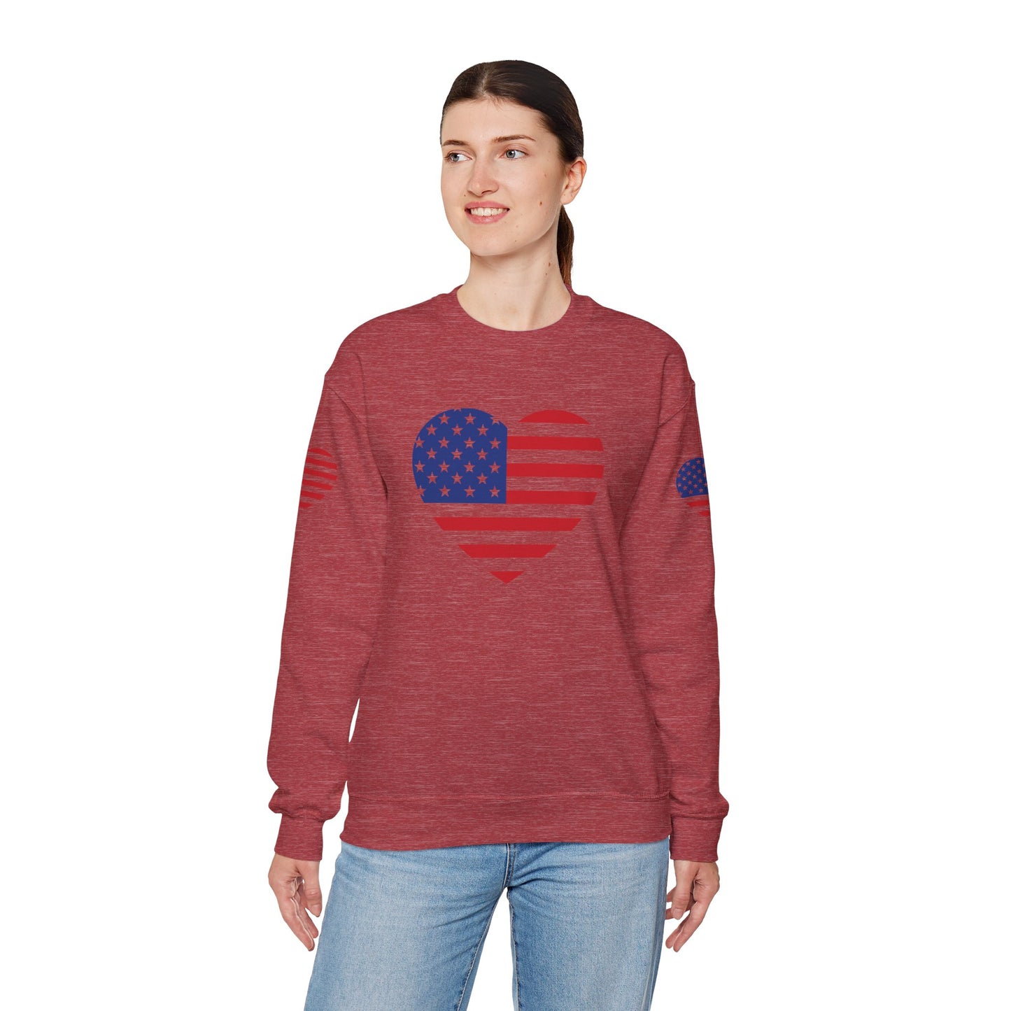 Princess Grace USA Heart Unisex Crewneck Sweatshirt Cozy American Pride