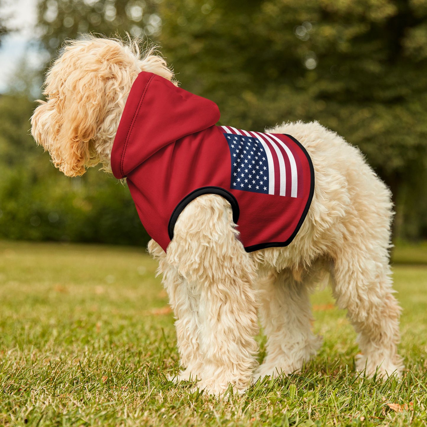 Princess Grace Patriotic Red Pet Hoodie with Flag Design