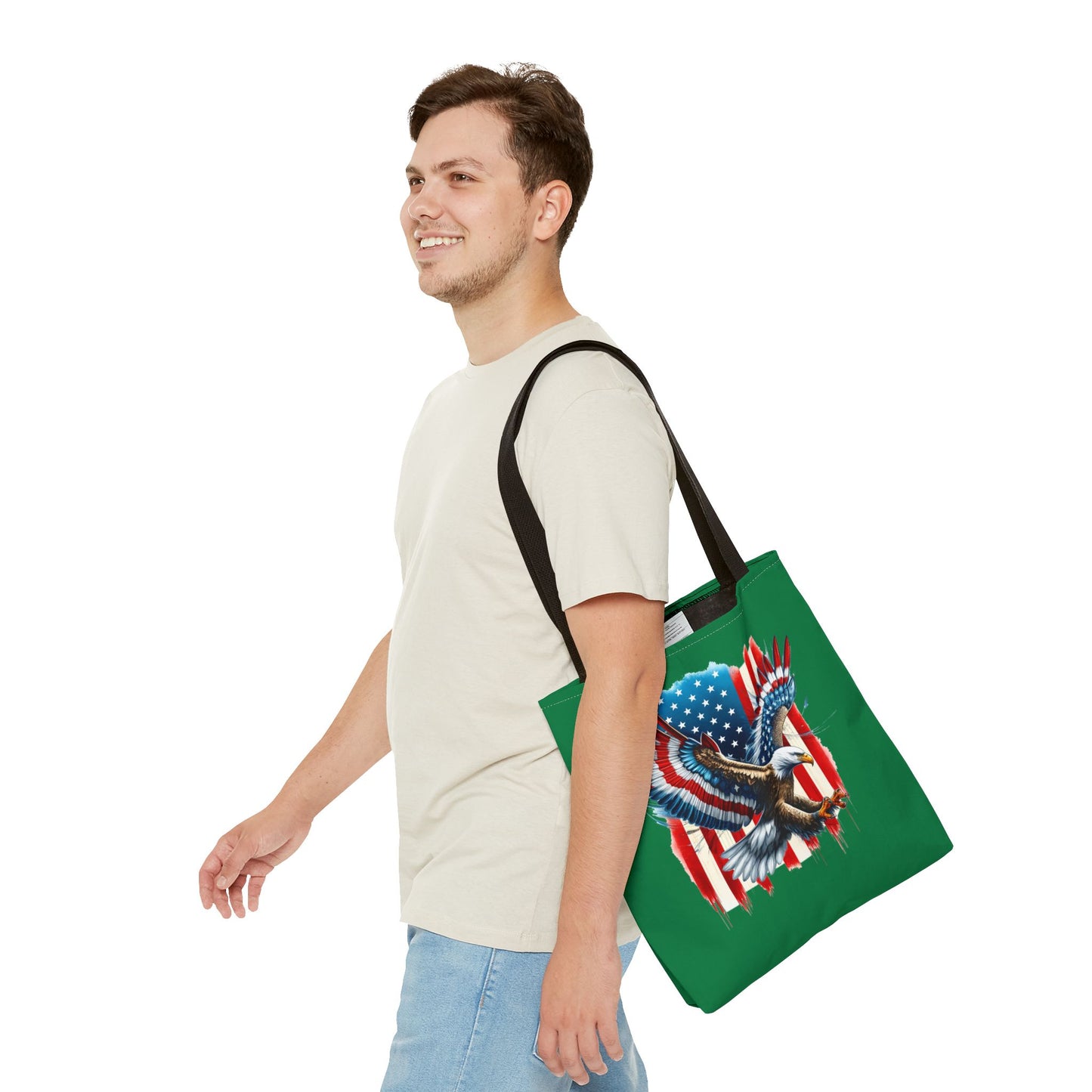 Princess Grace Patriotic Eagle Print Tote Bag American Flag Design for Fourth of July and Everyday Use
