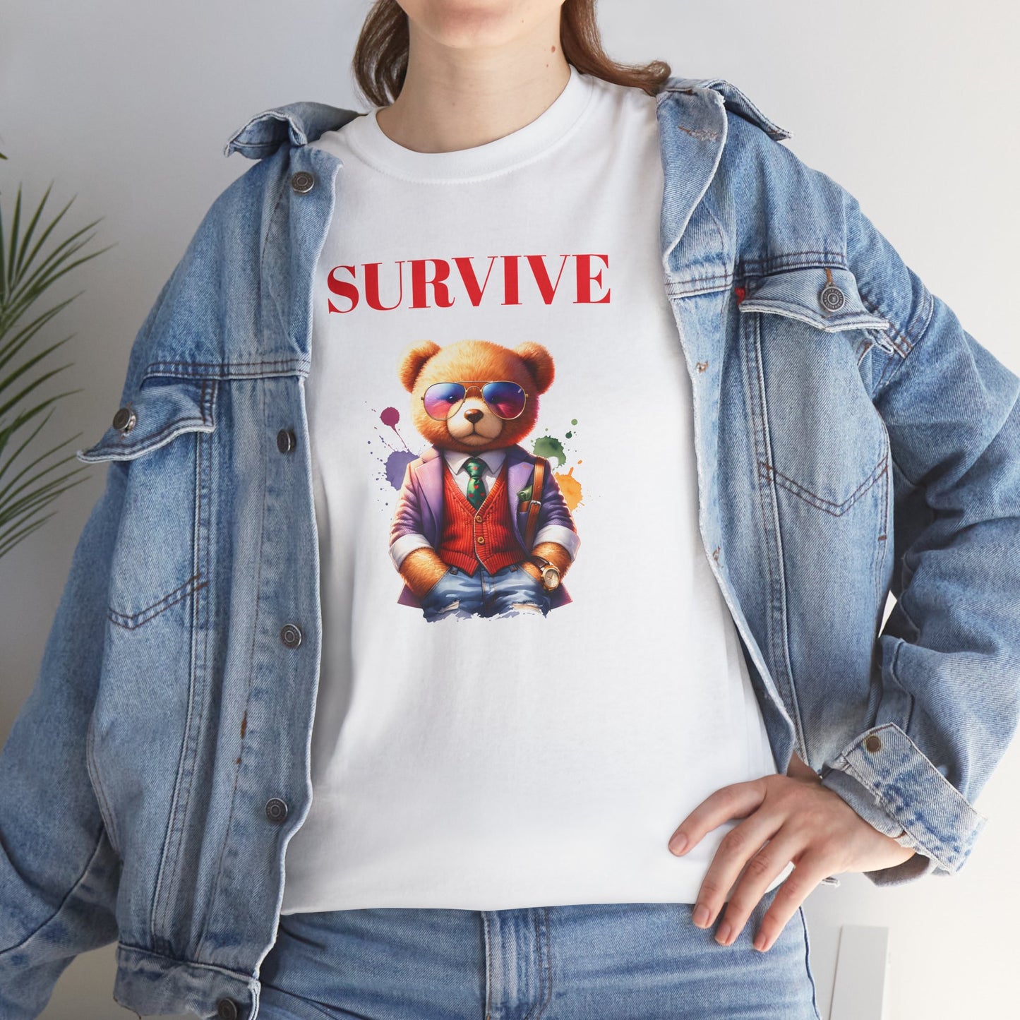 Princess Grace Survive Teddy Bear Graphic Unisex Heavy Cotton Tee
