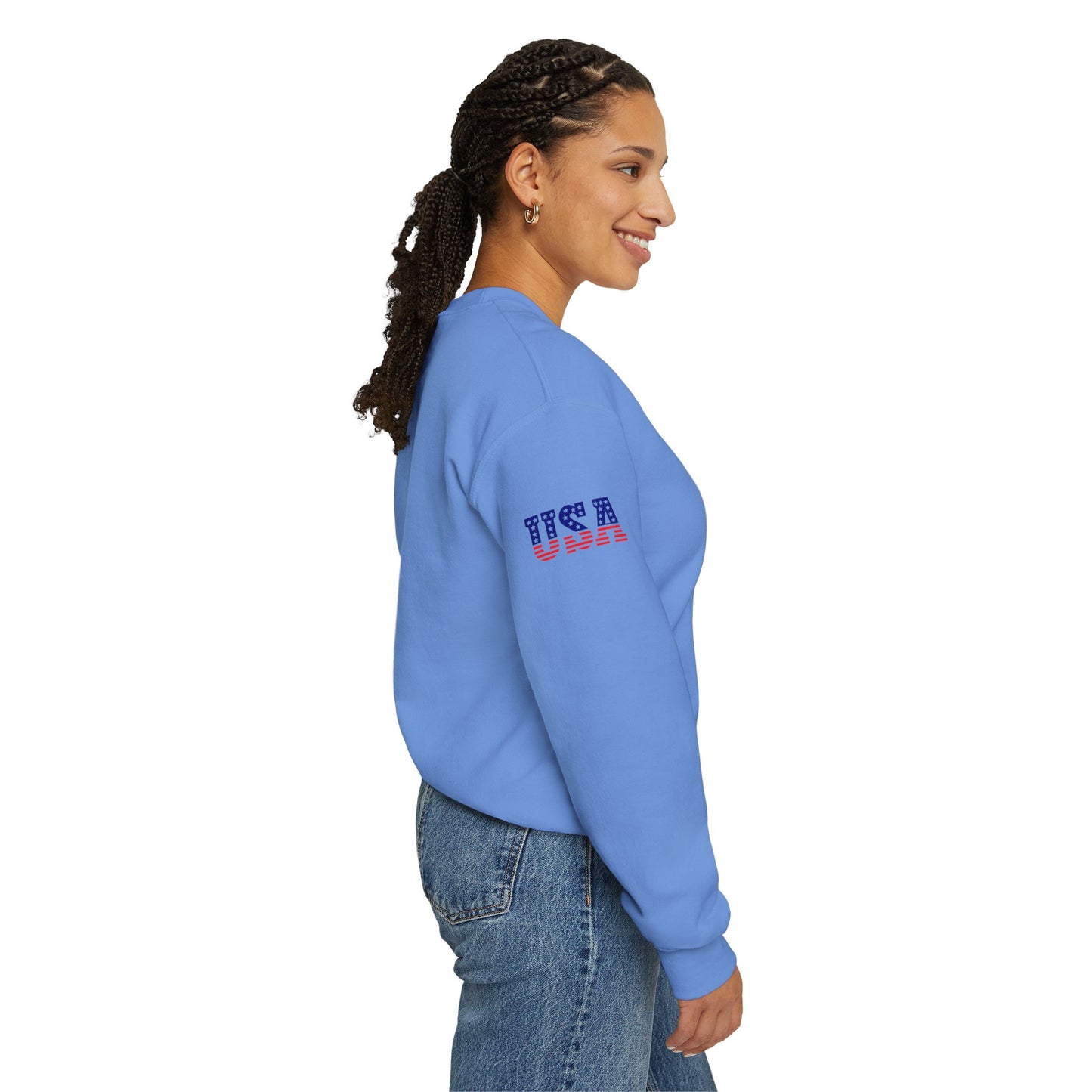 Princess Grace Patriotic USA Unisex Crewneck Sweatshirt Perfect for Independence Day Casual Wear
