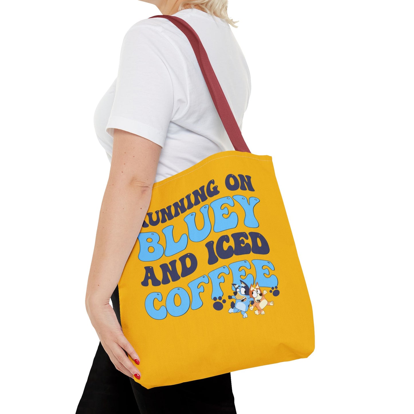 Princess Grace Running on Bluey and Iced Coffee Tote Bag Fun & Functional Daily Carry