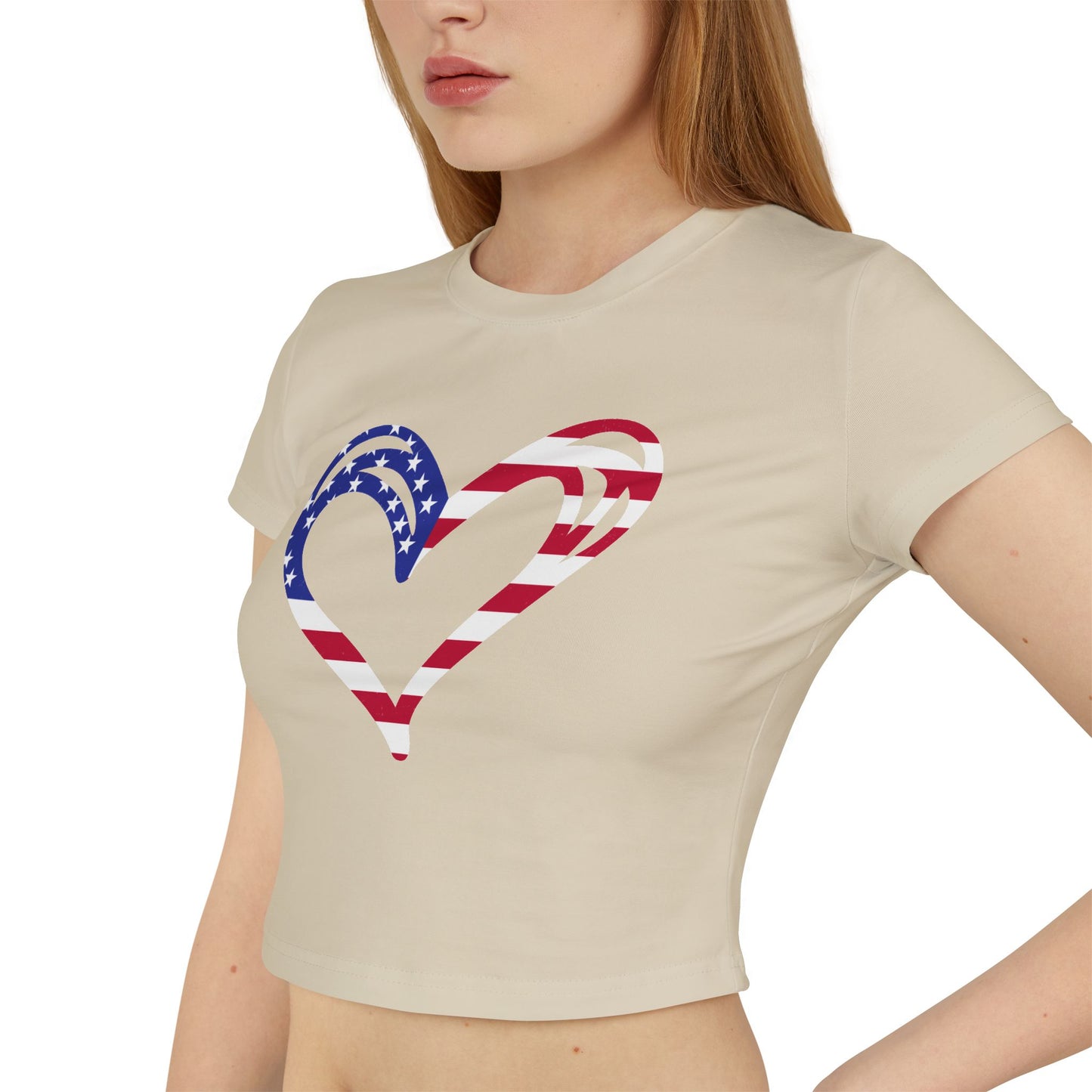Princess Grace Patriotic Women's Baby Tee Heart & USA Design