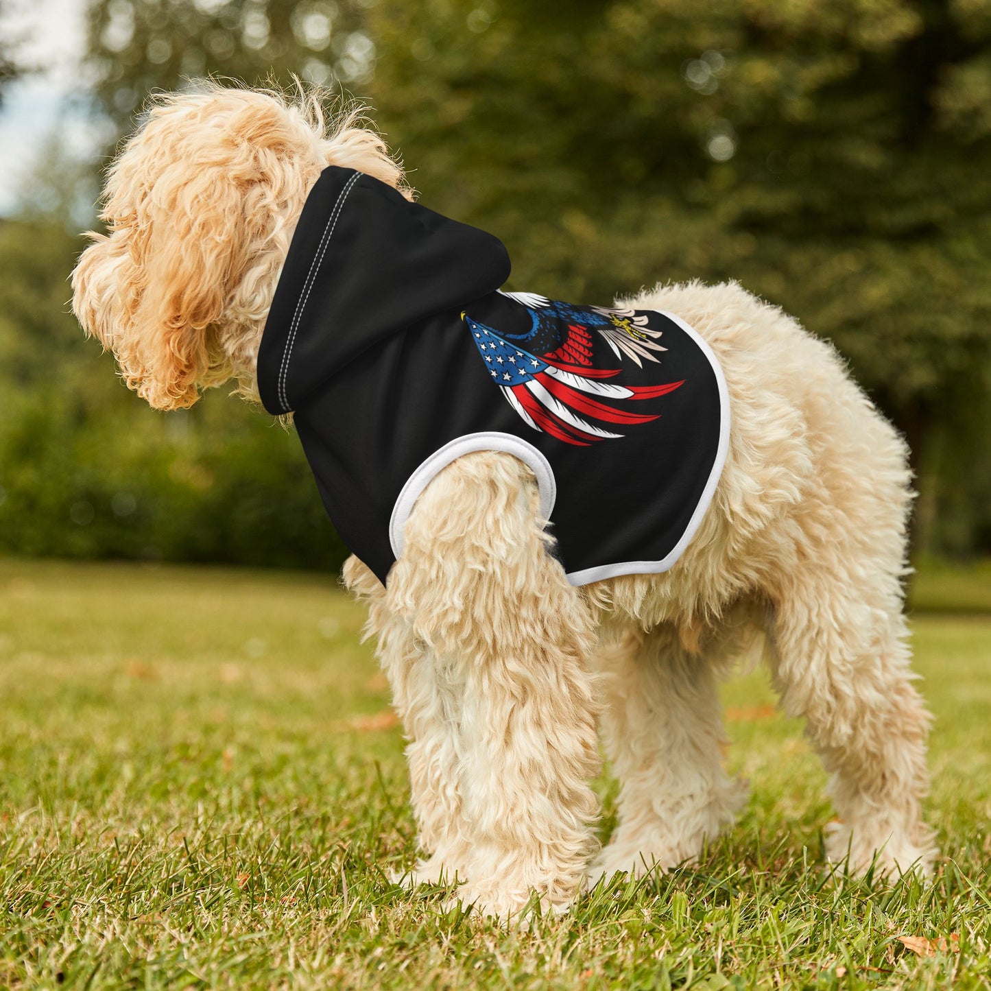 Princess Grace Patriotic Pet Hoodie with Eagle Design for Dog Lovers