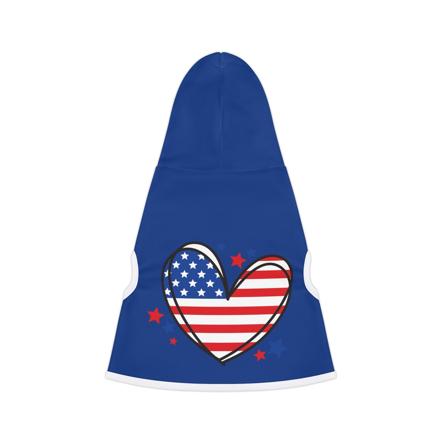 Princess Grace Patriotic Pet Hoodie Red White Blue Heart Design