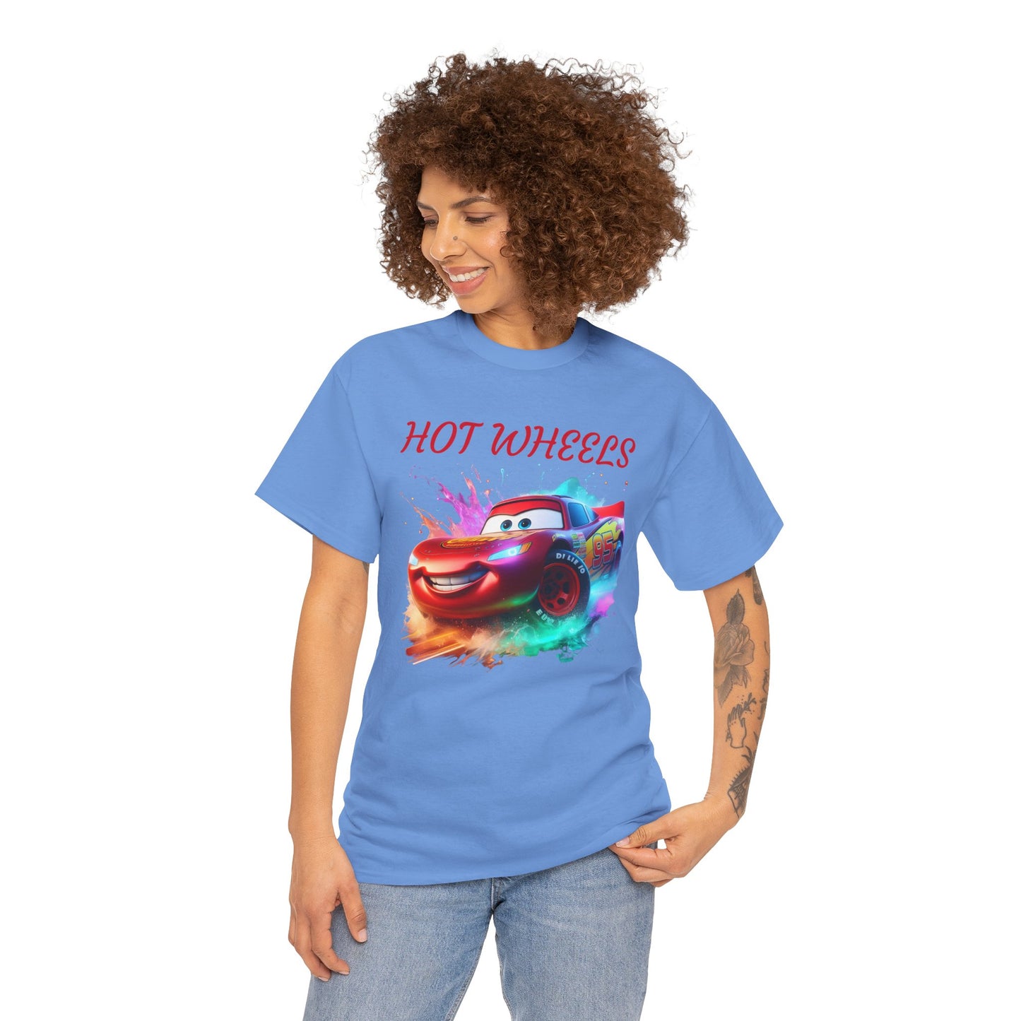 Princess Grace Hot Wheels Unisex Heavy Cotton Tee Fun Car Graphic T-Shirt for Kids and Adults