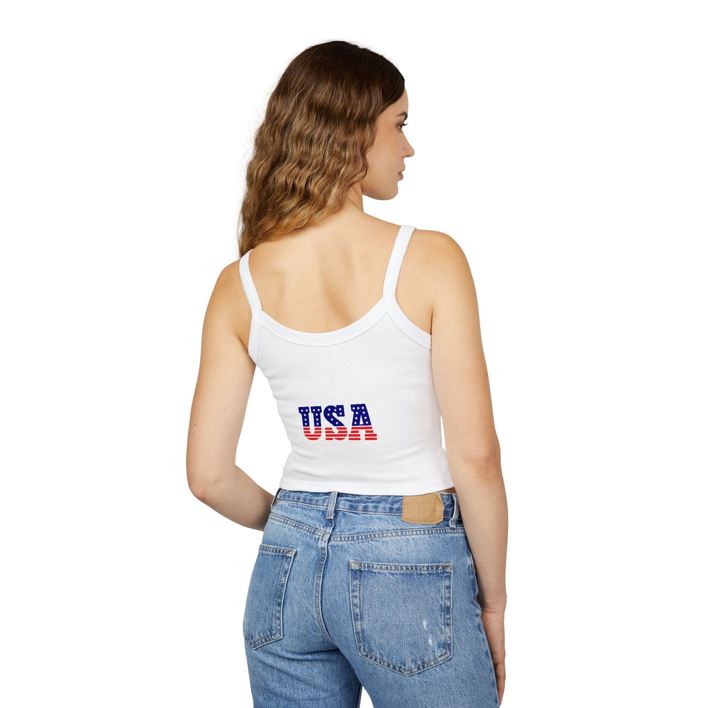 Princess Grace Patriotic Women's Spaghetti Strap Tank Top Eagle & USA Flag Design