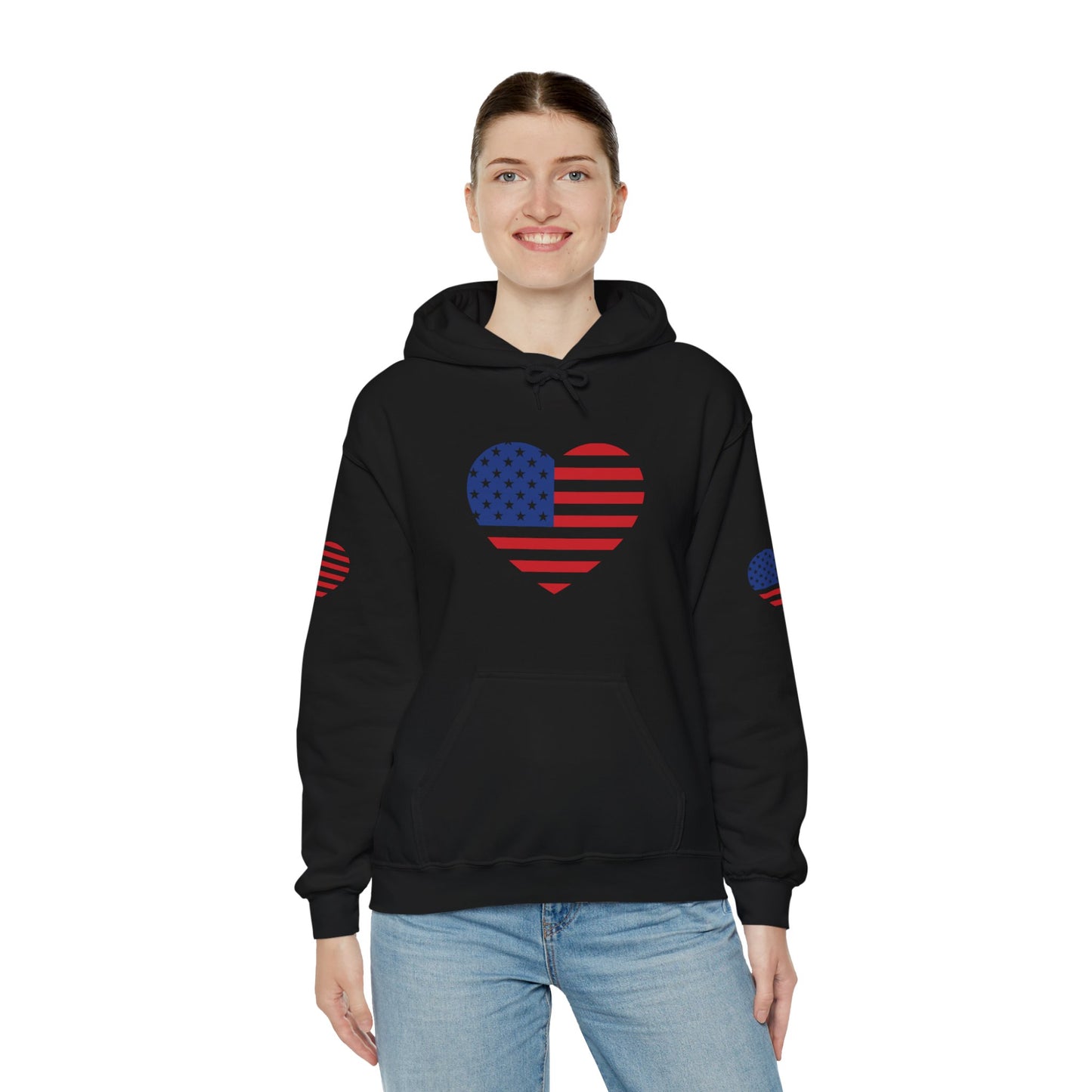 Princess Grace Patriotic Heart Design Unisex Hoodie Perfect for Holidays and Celebrations