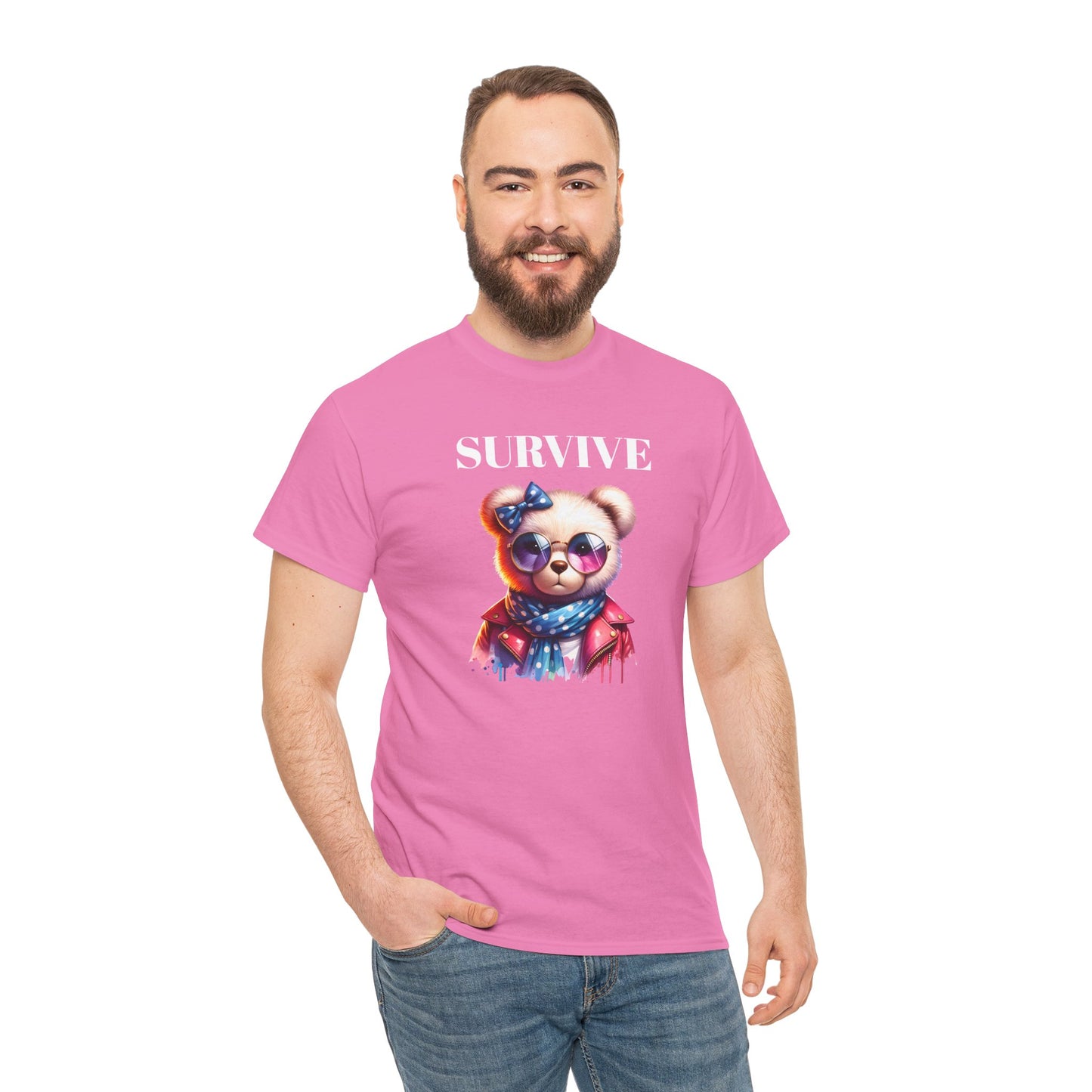 Princess Grace Cute Panda Illustration "Survive" Unisex Heavy Cotton Tee