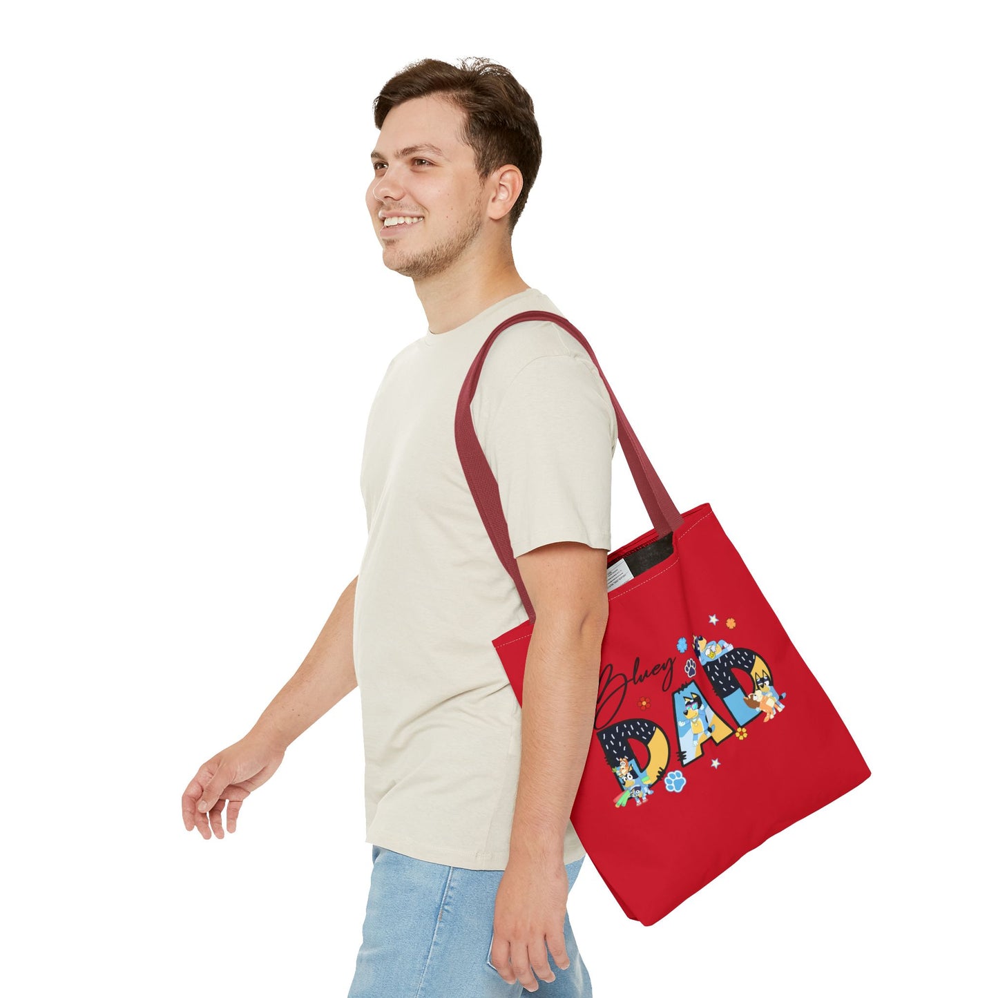 Princess Grace Colorful Bluey Dad Tote Bag Perfect Gift for Dog Lovers