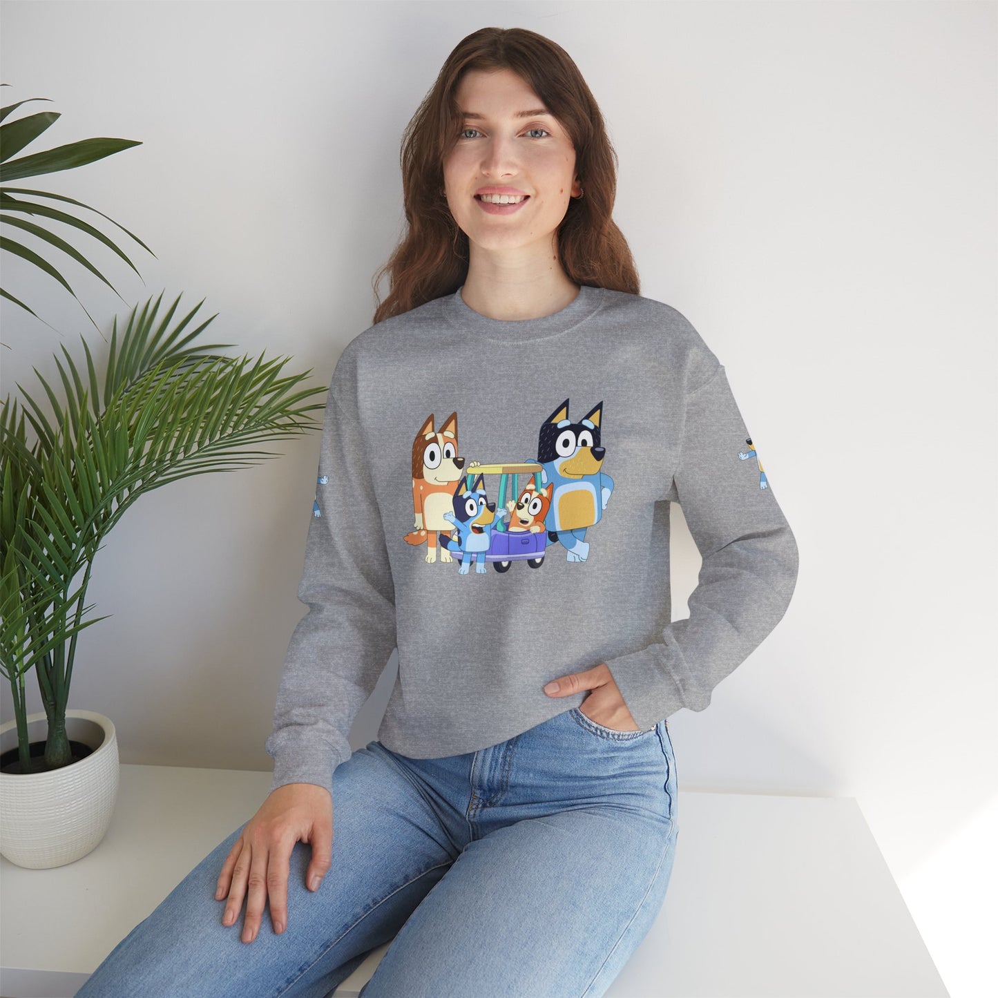 Princess Grace Bluey Cozy Cartoon Crewneck Sweatshirt for Kids and Families Perfect for Playtime and Pajama Days