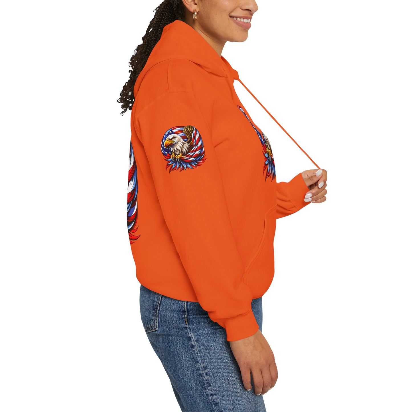 Princess Grace Patriotic Eagle Hoodie Unisex Heavy Blend Sweatshirt with American Flag Design