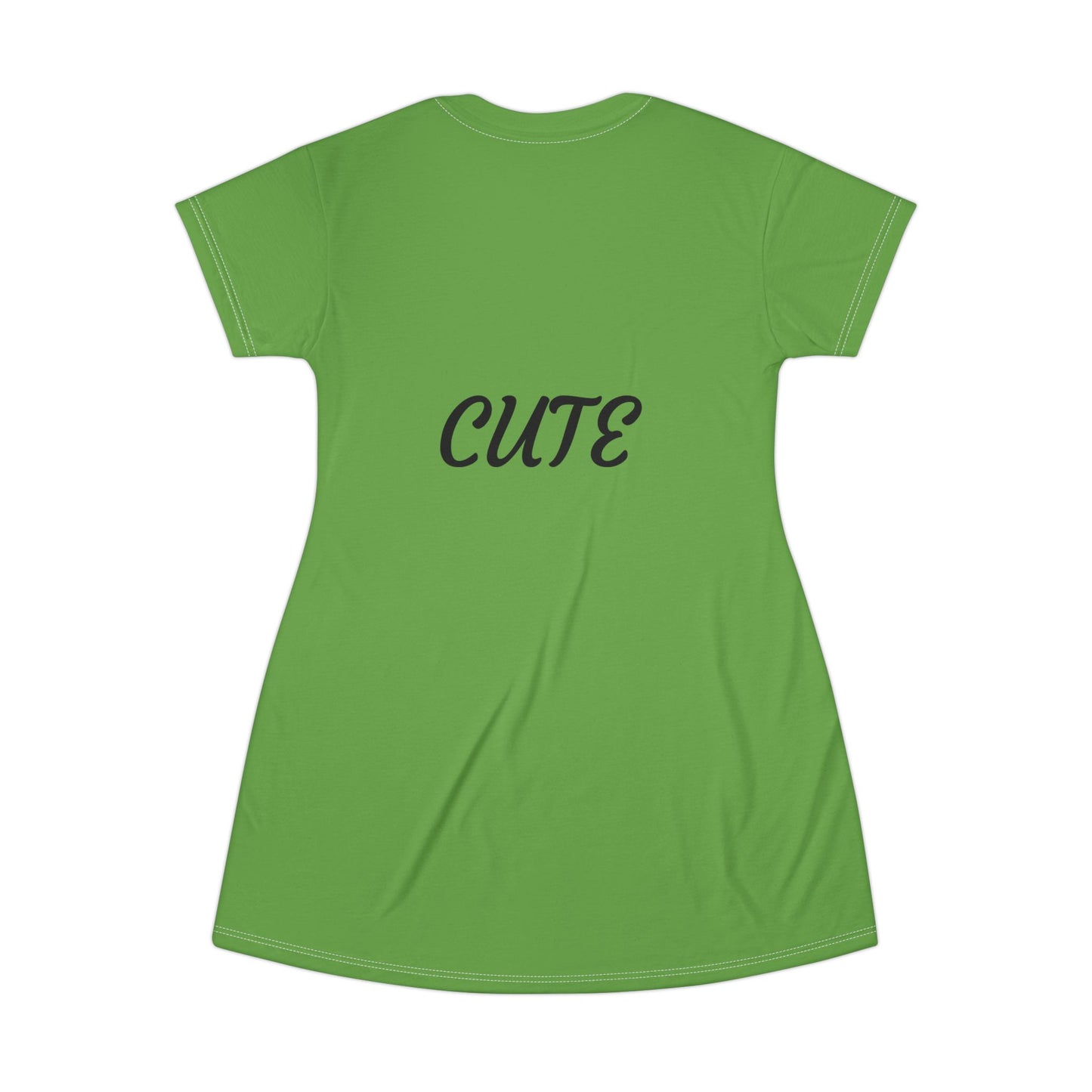 Princess Grace Chic Cute Green T-Shirt Dress for Casual Outings & Summer Fun