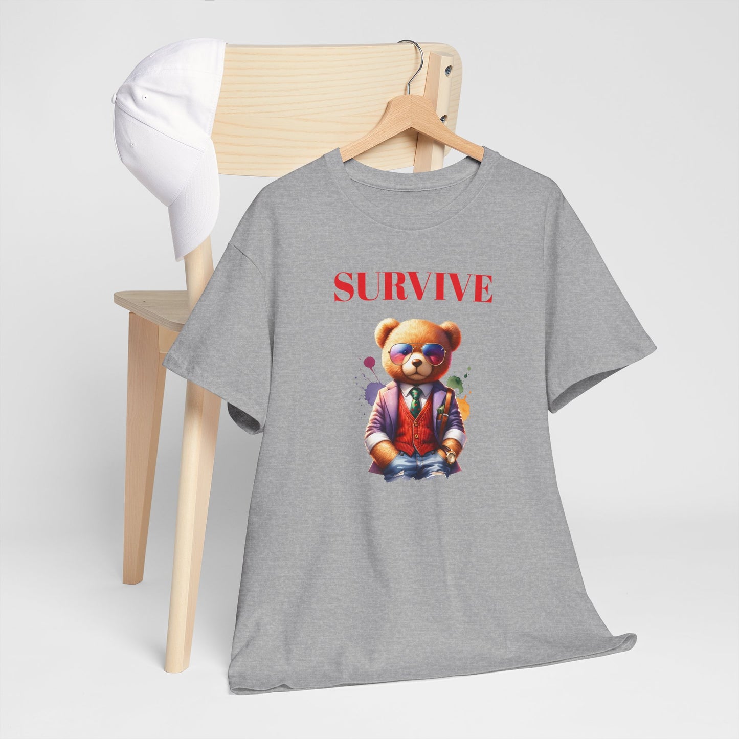 Princess Grace Survive Teddy Bear Graphic Unisex Heavy Cotton Tee