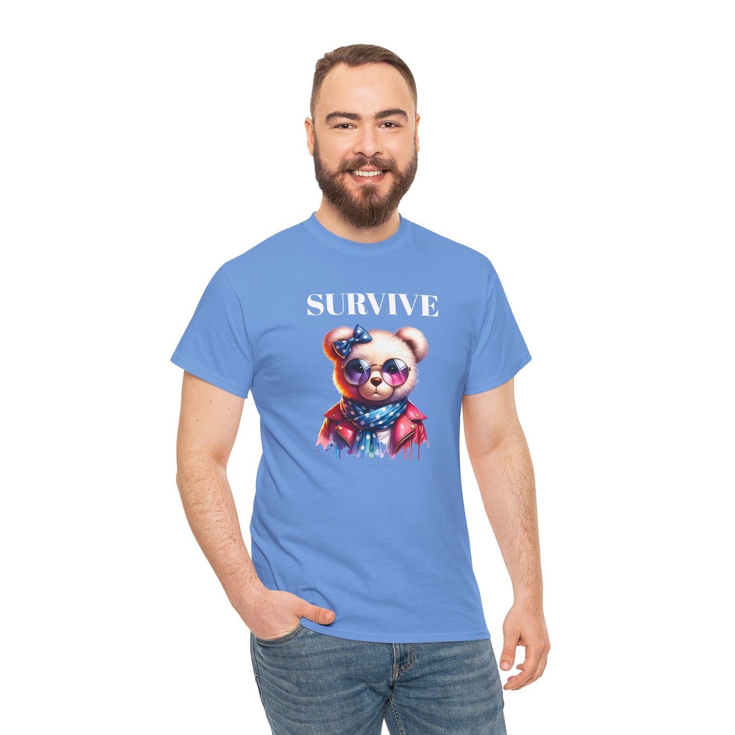 Princess Grace Cute Panda Illustration "Survive" Unisex Heavy Cotton Tee