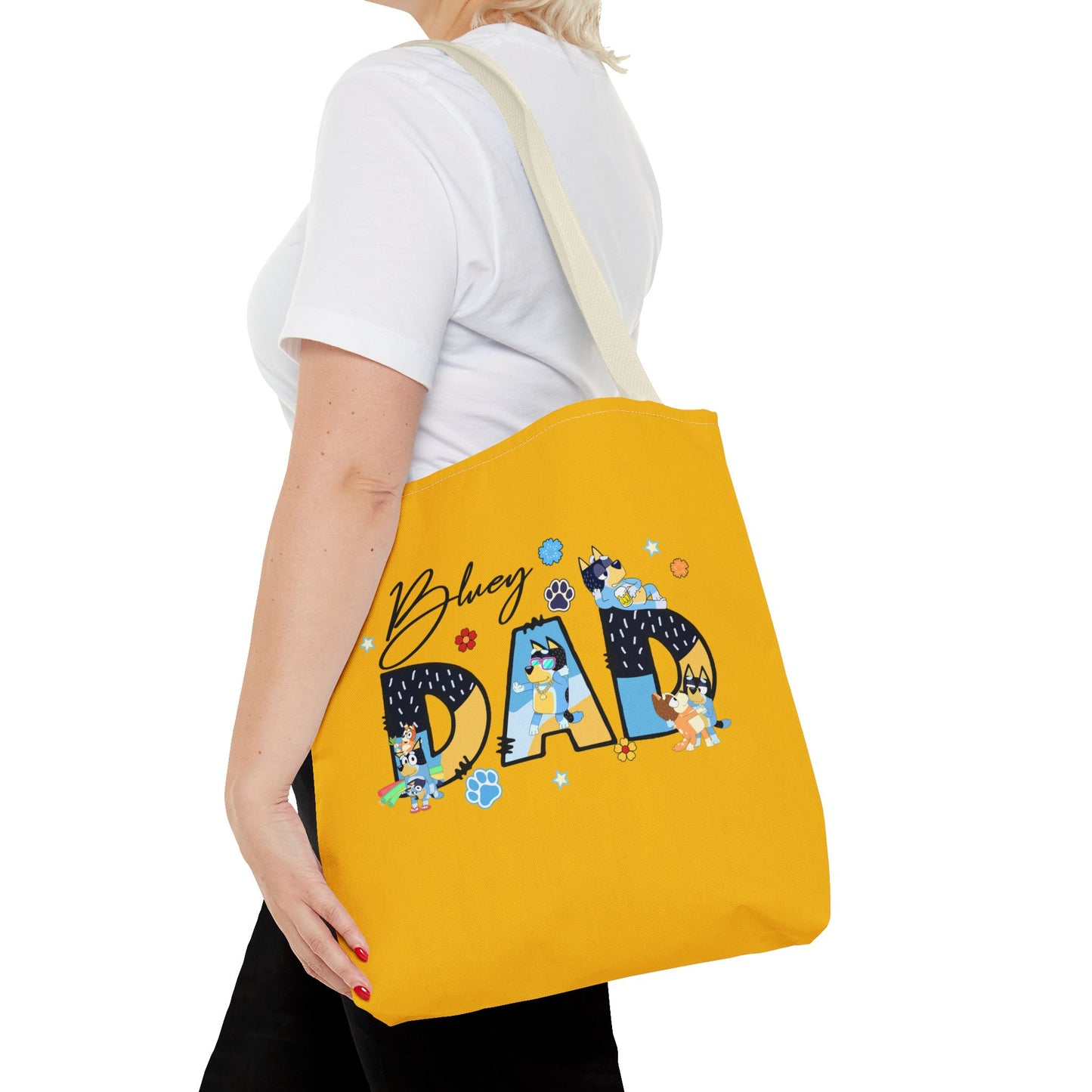 Princess Grace Bluey Dad Tote Bag Bright Yellow Dog Lovers Tote for Father's Day and Casual Outings