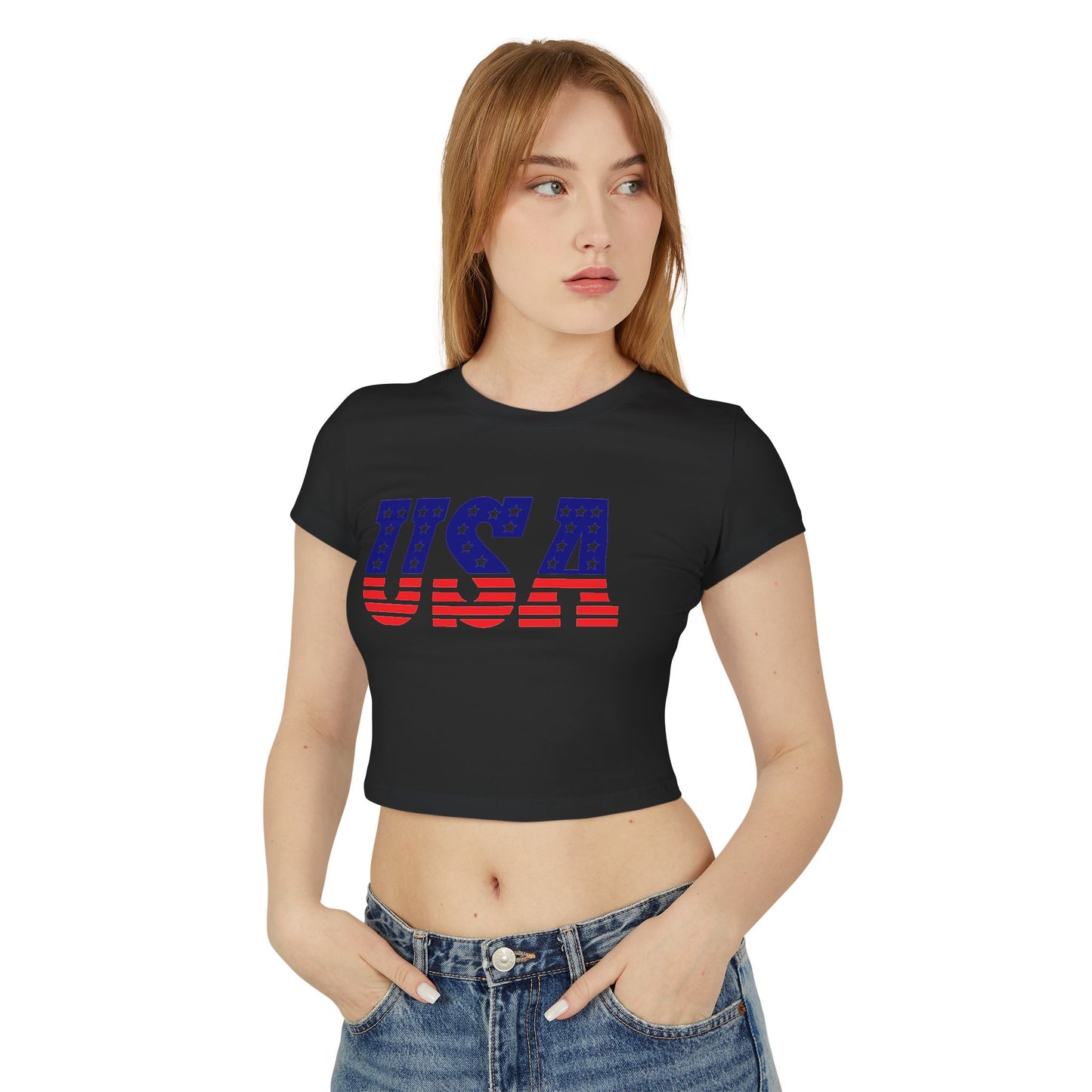 Princess Grace Patriotic USA Women's Baby Tee Celebrate Independence Day & Summer Style