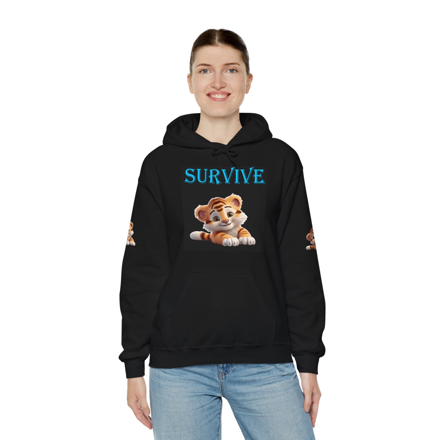 Princess Grace Survive Plush Tiger Unisex Hoodie Cute Animal Lover Hoodie for Cozy Comfort