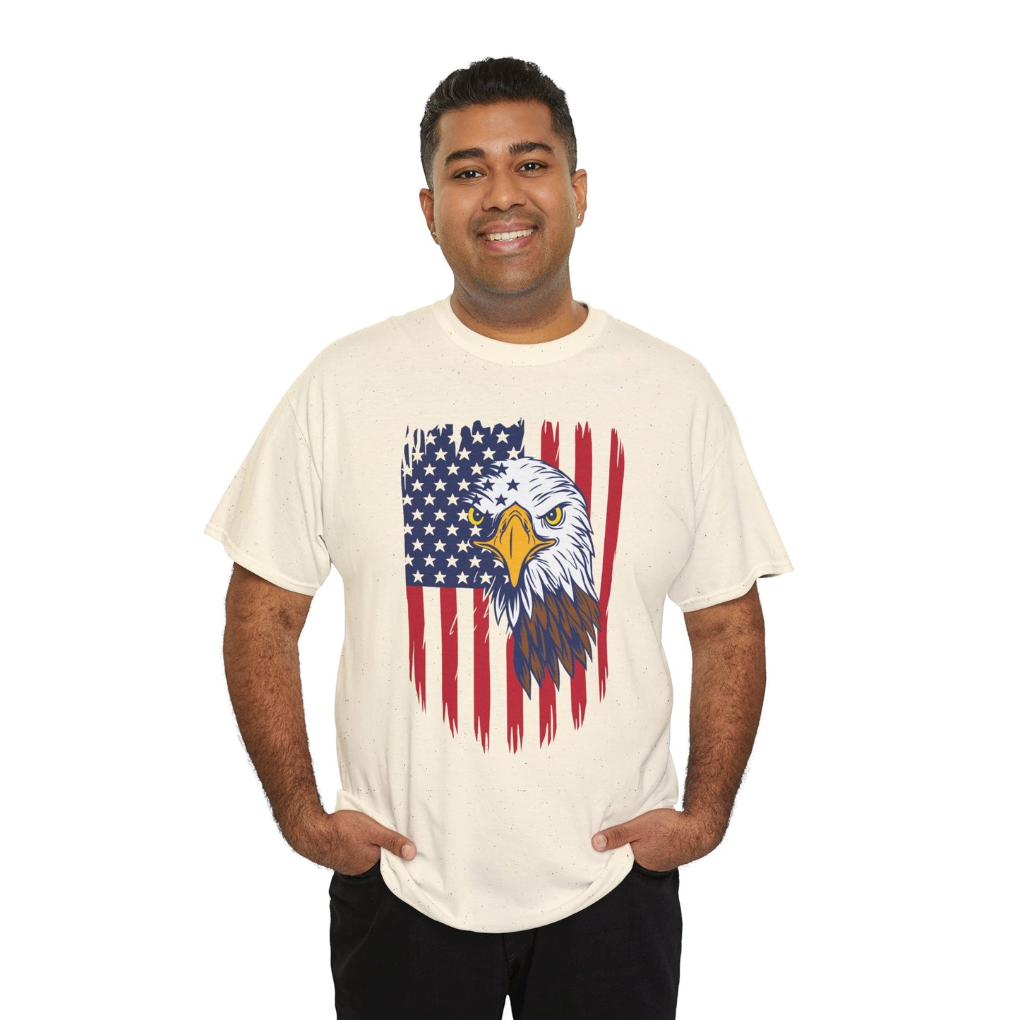 Princess Grace Eagle & American Flag Unisex Heavy Cotton Tee Patriotic Apparel for All Occasions