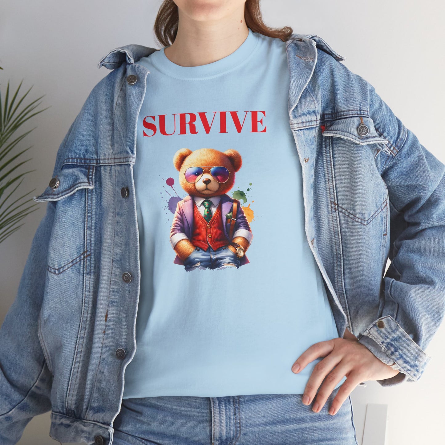 Princess Grace Survive Teddy Bear Graphic Unisex Heavy Cotton Tee