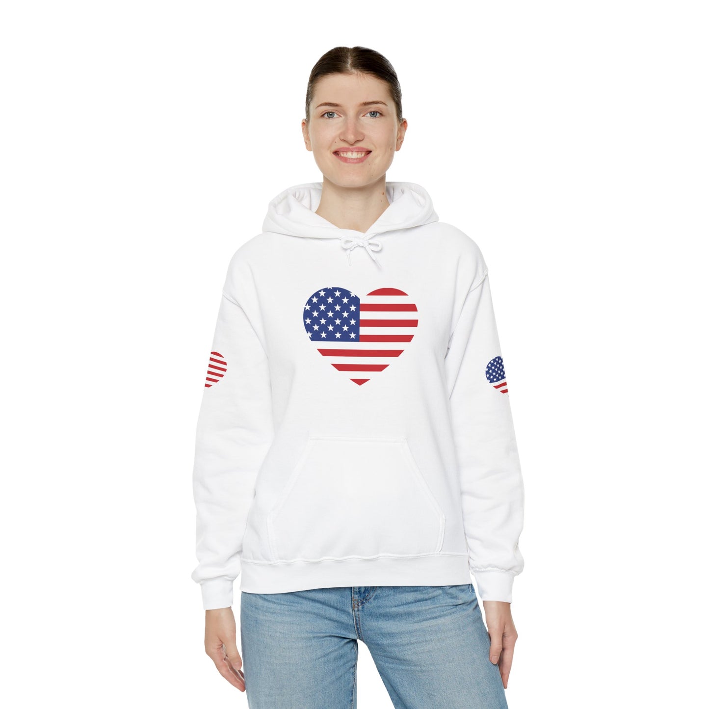 Princess Grace Patriotic Heart Design Unisex Hoodie Perfect for Holidays and Celebrations