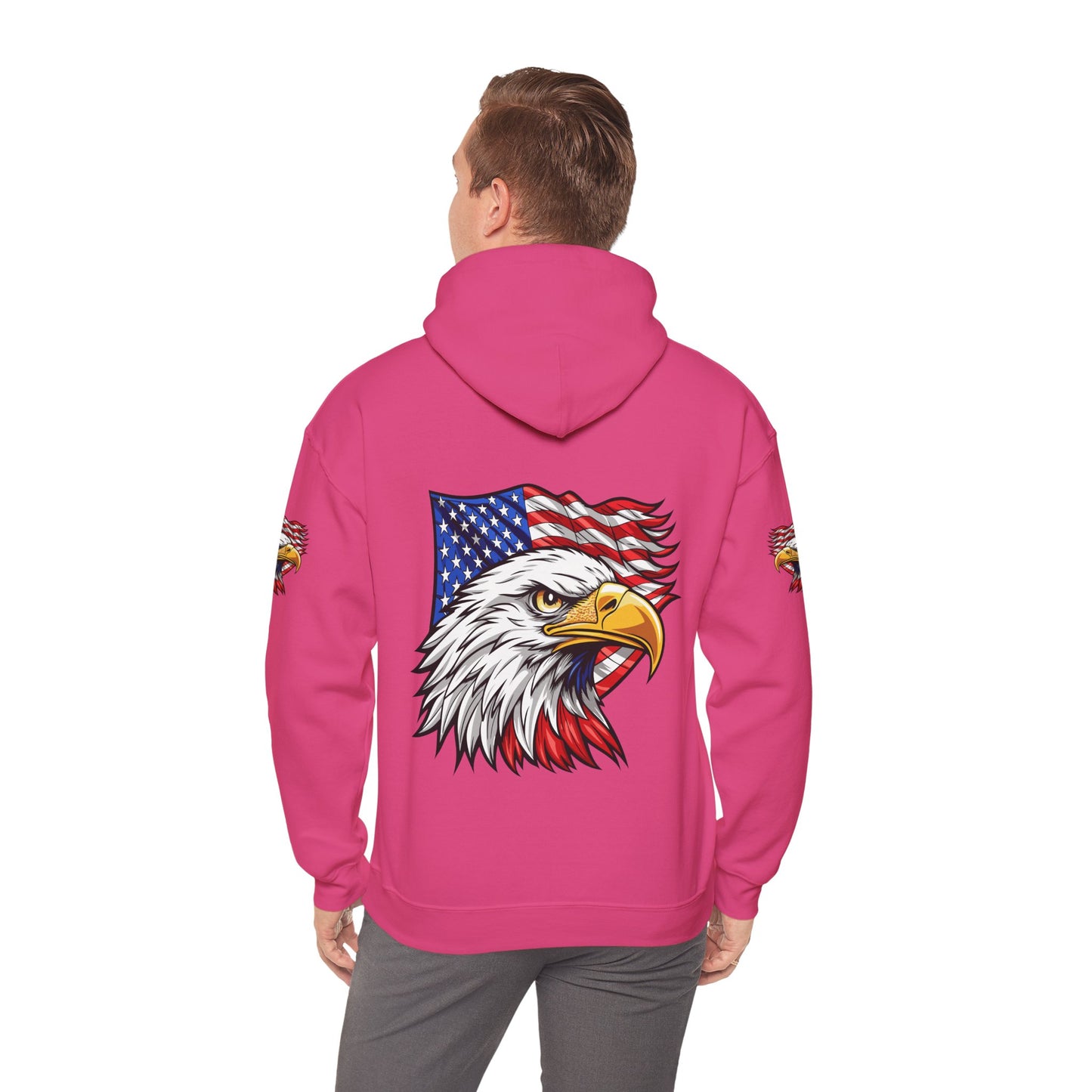 Princess Grace Patriotic Eagle Hoodie Unisex Heavy Blend Sweatshirt with American Flag Design