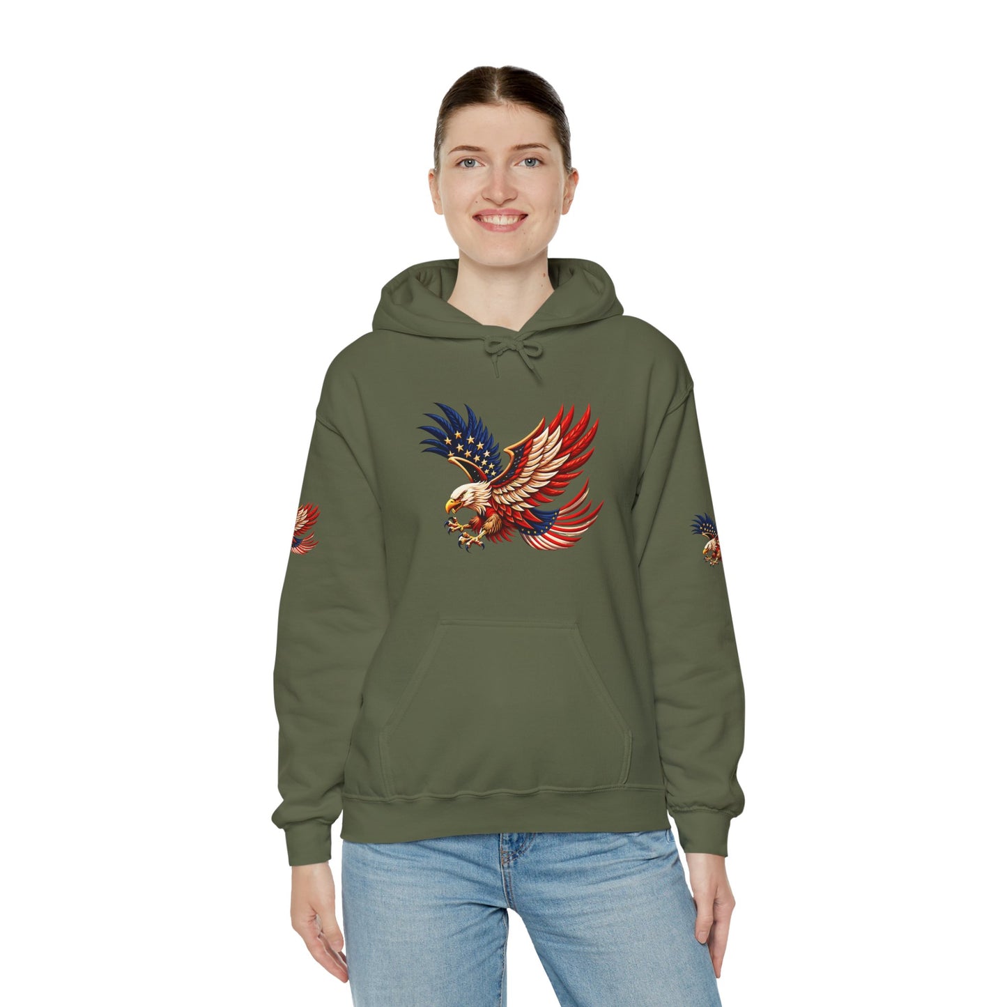 Princess grace Patriotic Eagle Hooded Sweatshirt Unisex Heavy Blend