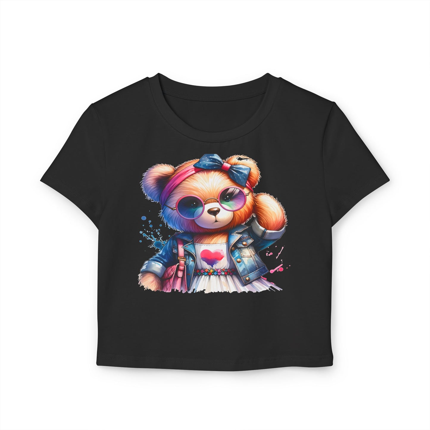 Princess Grace Cute Bear Graphic Baby Tee for Women Fun & Trendy