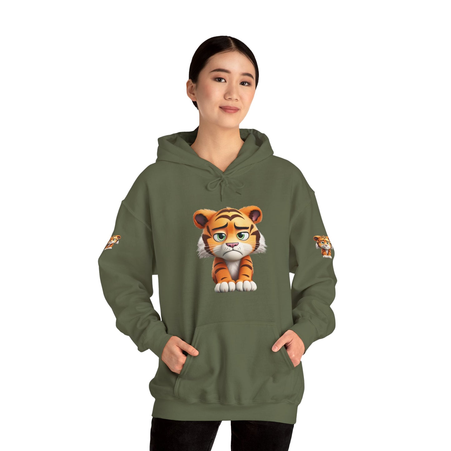 Princess Grace Playful Tiger Graphic Hoodie Unisex Heavy Blend Sweatshirt for Kids and Adults