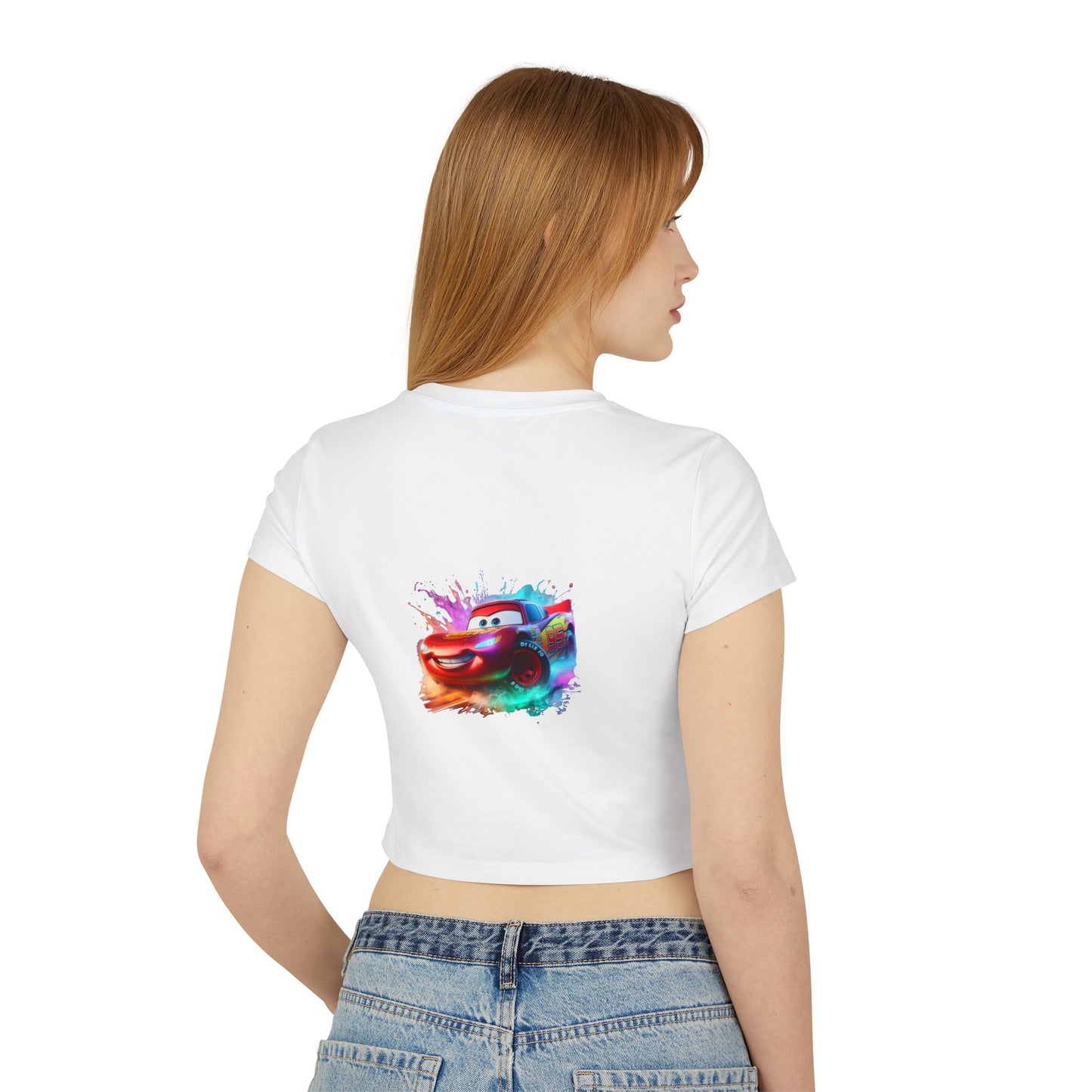 Princess Grace Hot Wheels Women's Baby Tee Colorful Cartoon Graphic T-Shirt