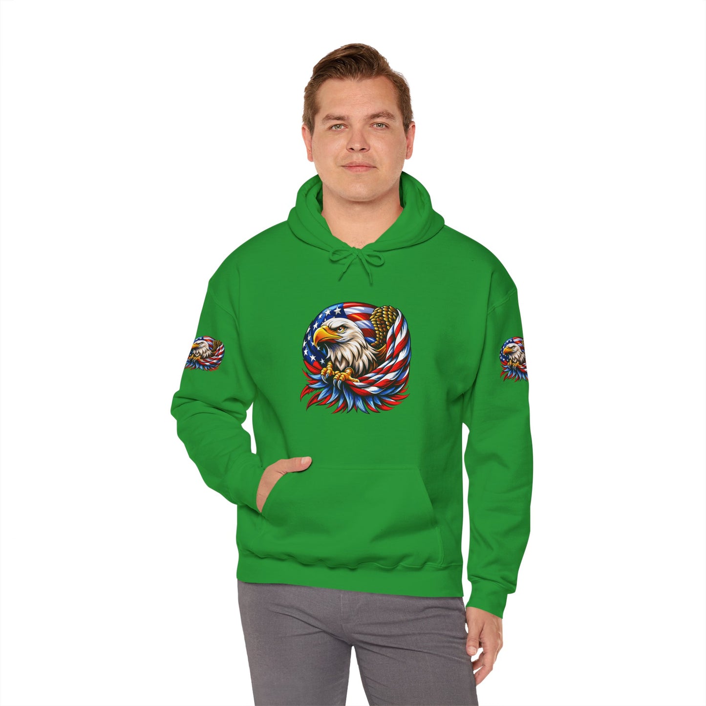 Princess Grace Patriotic Eagle Hoodie Unisex Heavy Blend Sweatshirt with American Flag Design