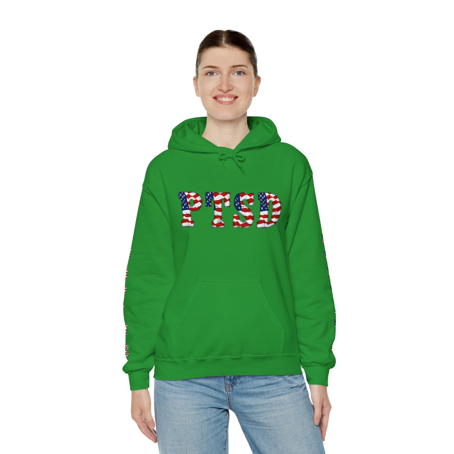 Princess Grace PTSD Awareness Unisex Heavy Blend Hoodie Support Survivors with American Flag Design